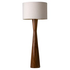 Tulipán Handcrafted Wood Floor Lamp with Linen Shade by Isabel Moncada
