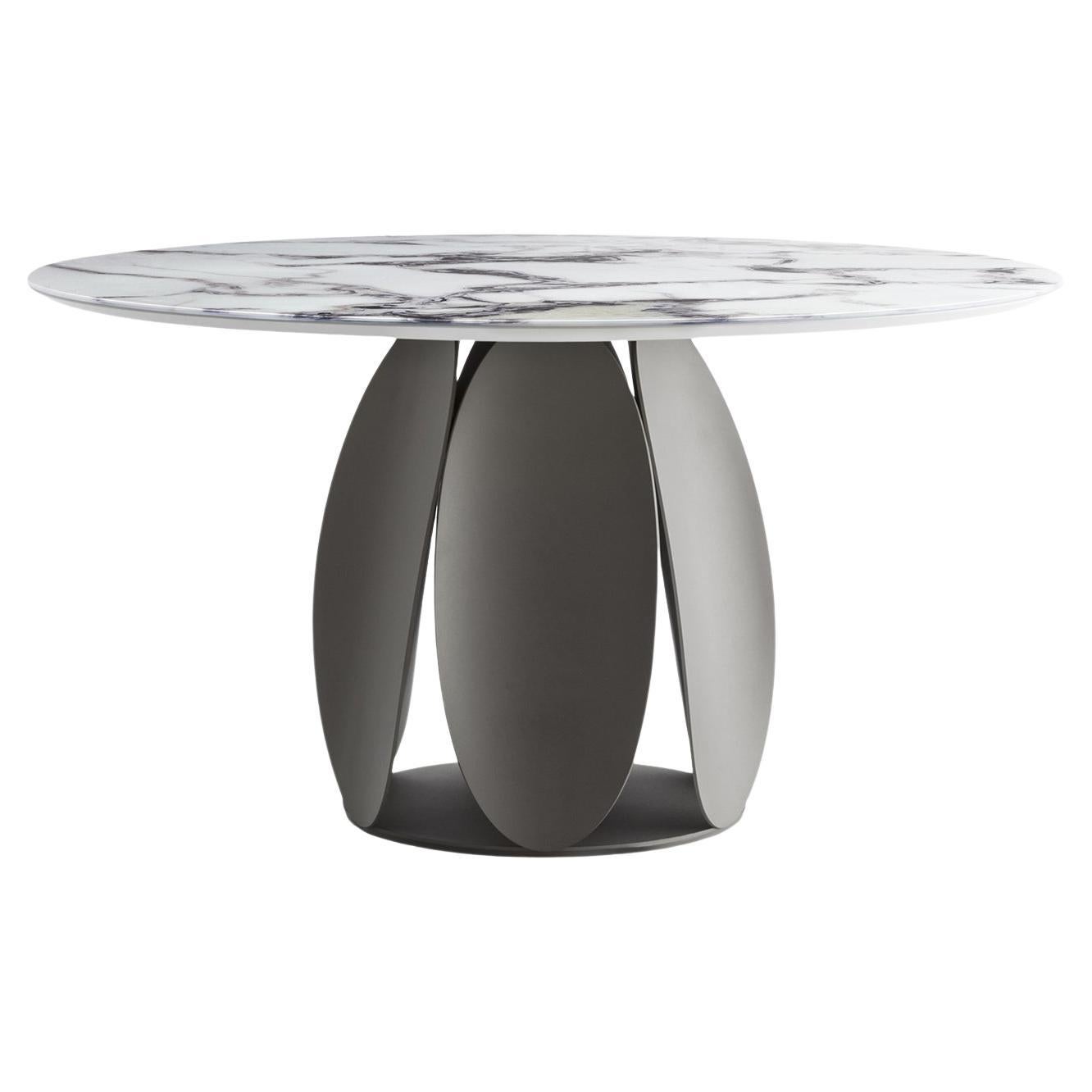 Tulipano Small Round Trinity Marble-Effect Table For Sale