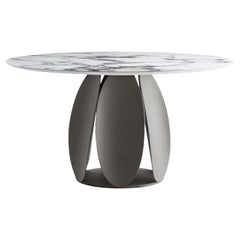 Tavolo da pranzo Tulipano Trinity in vetro bianco, 6 posti a sedere, di Morica Design