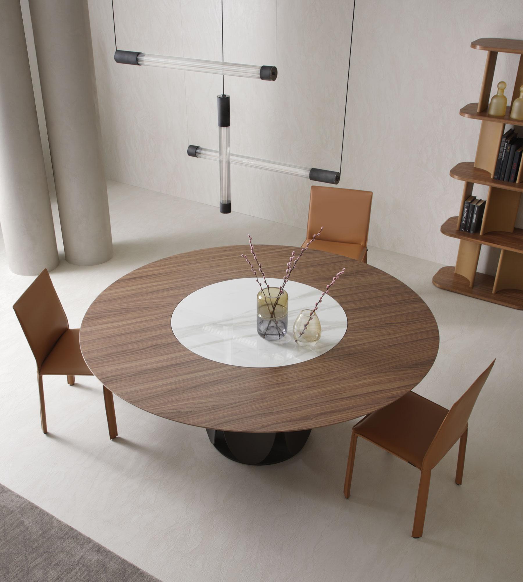 Post-Modern Tulipano Walnut Dining Table With Lazy Susan, 10 Seats, by Morica Design For Sale