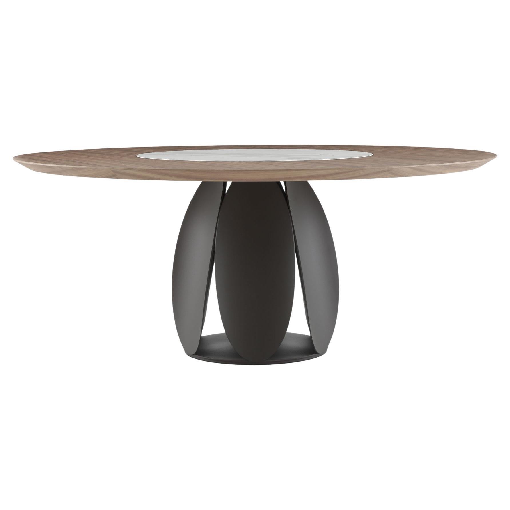 Tulipano Walnut Dining Table With Lazy Susan, 10 Seats, by Morica Design