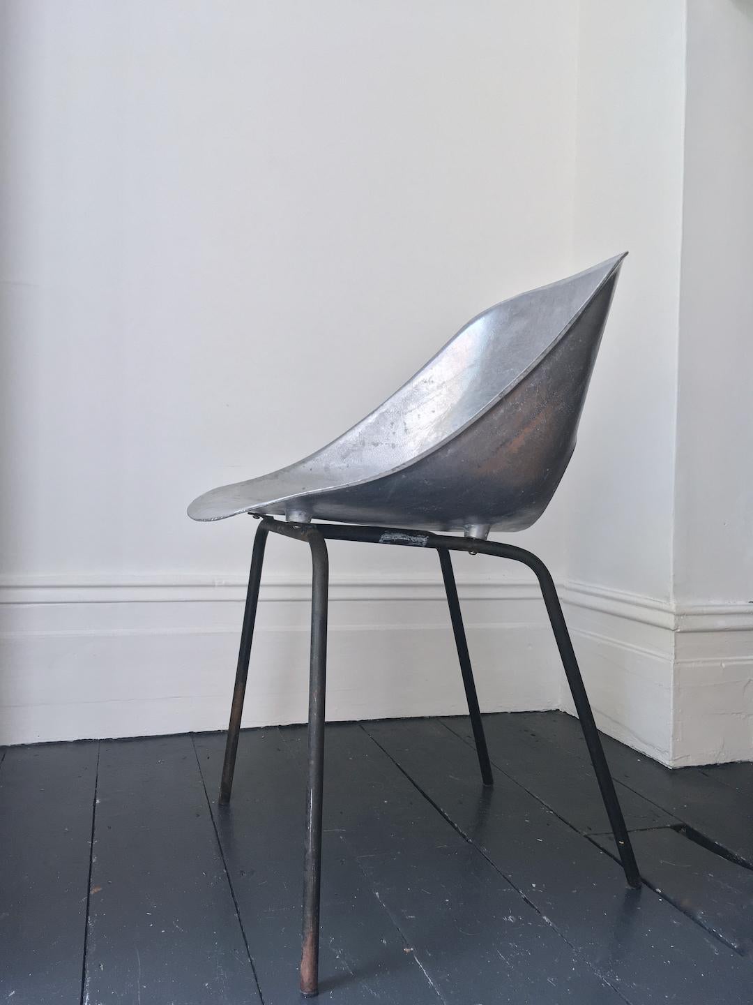 Mid-Century Modern Tulipe Chair in Aluminium by Pierre Guariche for Steiner, France, 1950s
