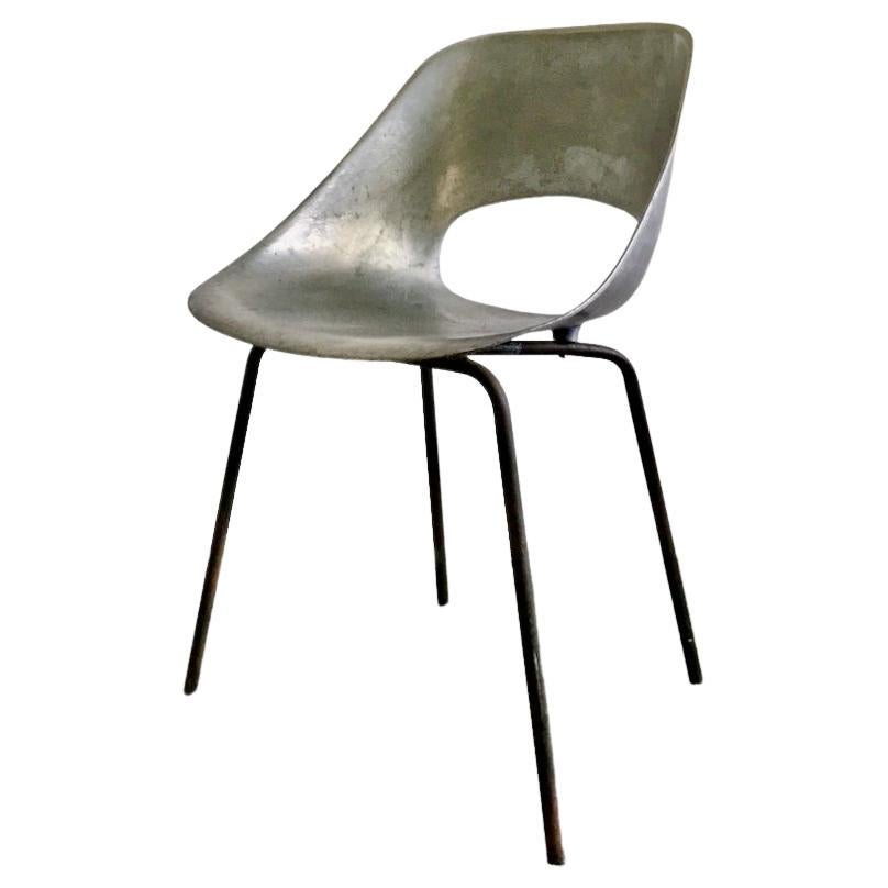 Tulipe Chair in Aluminium by Pierre Guariche for Steiner, France, 1950s