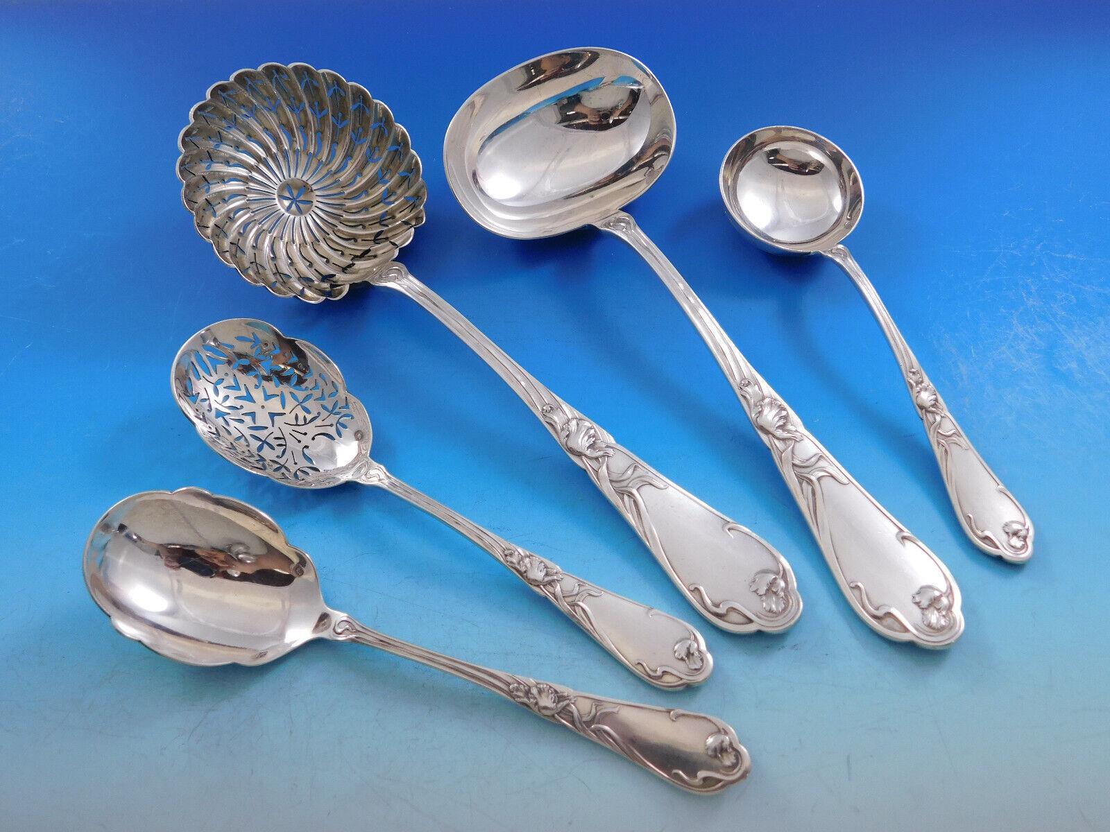 Tulipe Tulip by Boulenger French 950 Sterling Silver Flatware Service Set 214 pc For Sale 2