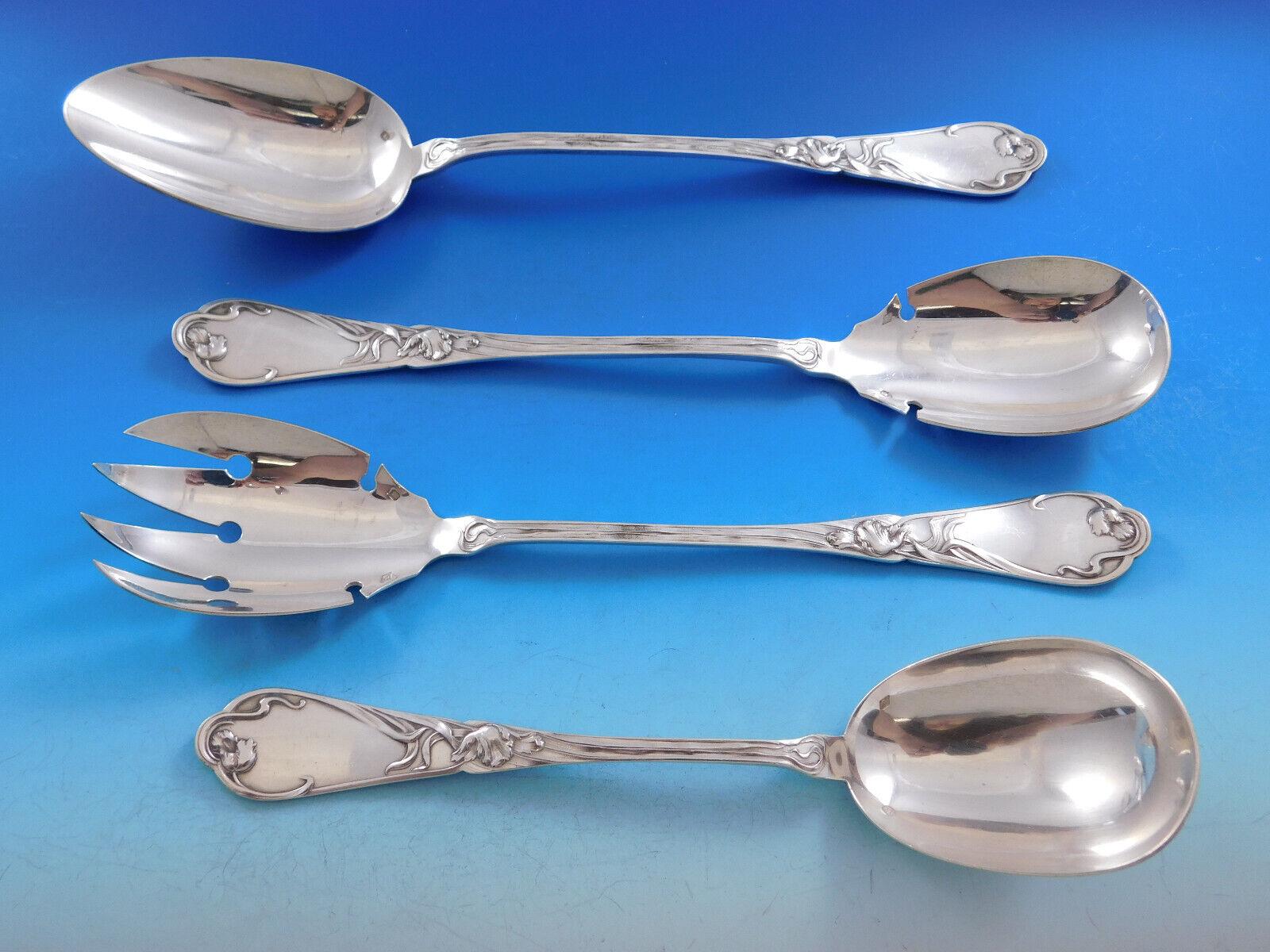 Tulipe Tulip by Boulenger French 950 Sterling Silver Flatware Service Set 214 pc For Sale 3