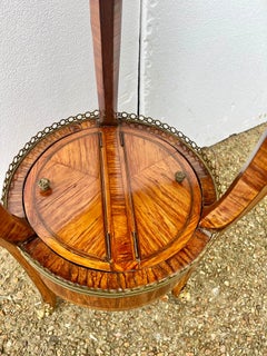 Tulipwood and Walnut Marquetry Tripod Work Table