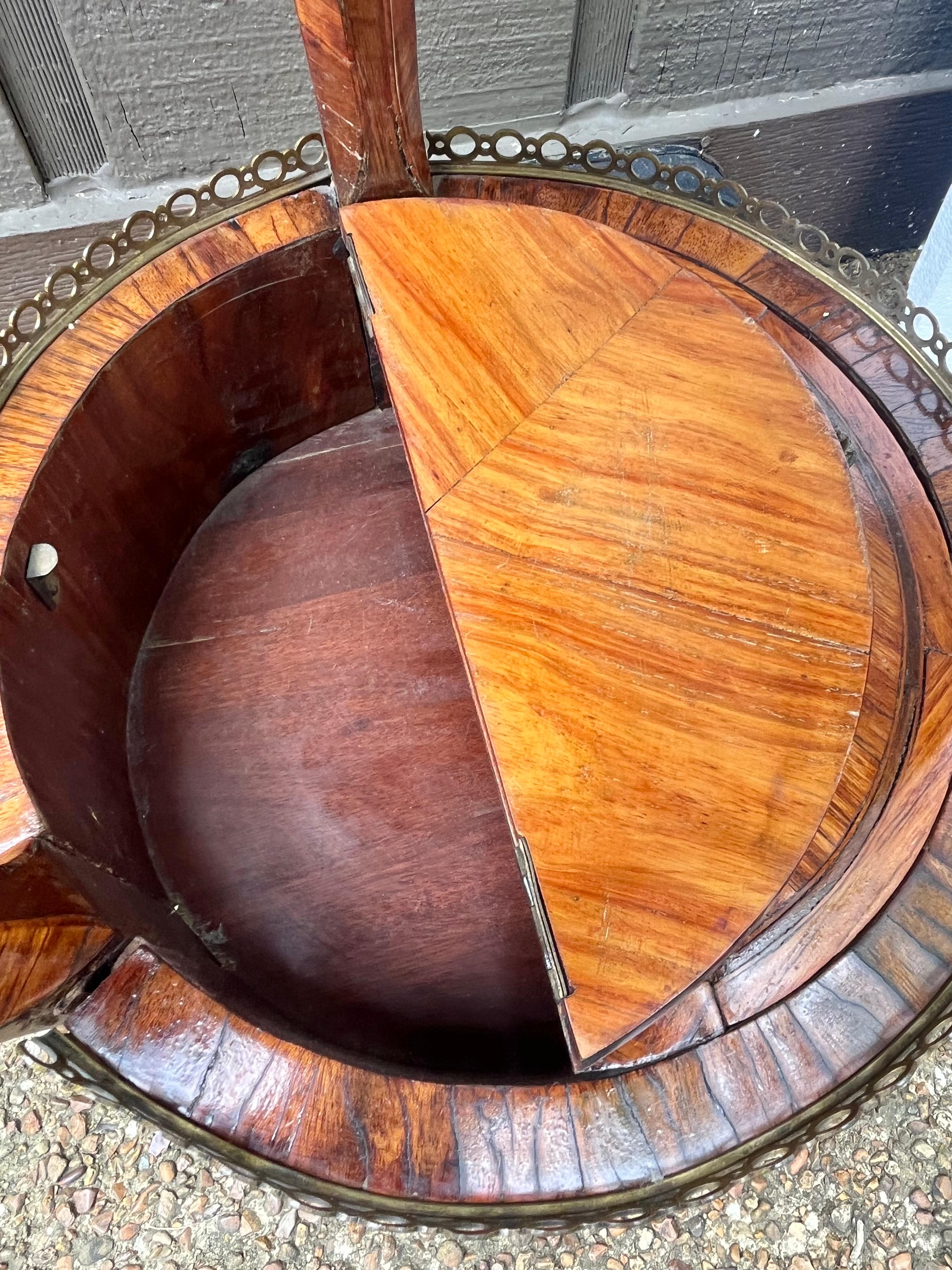 French Tulipwood and Walnut Marquetry Tripod Table  For Sale