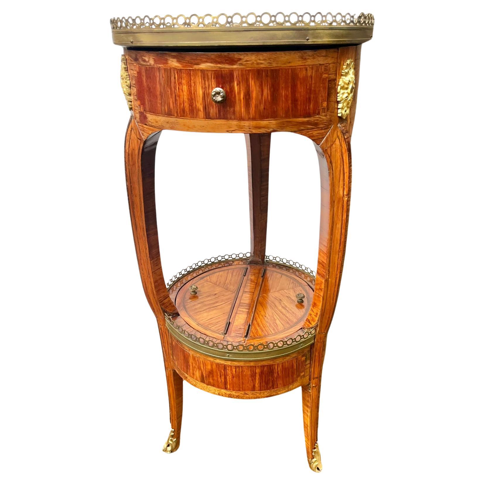 Tulipwood and Walnut Marquetry Tripod Table  For Sale
