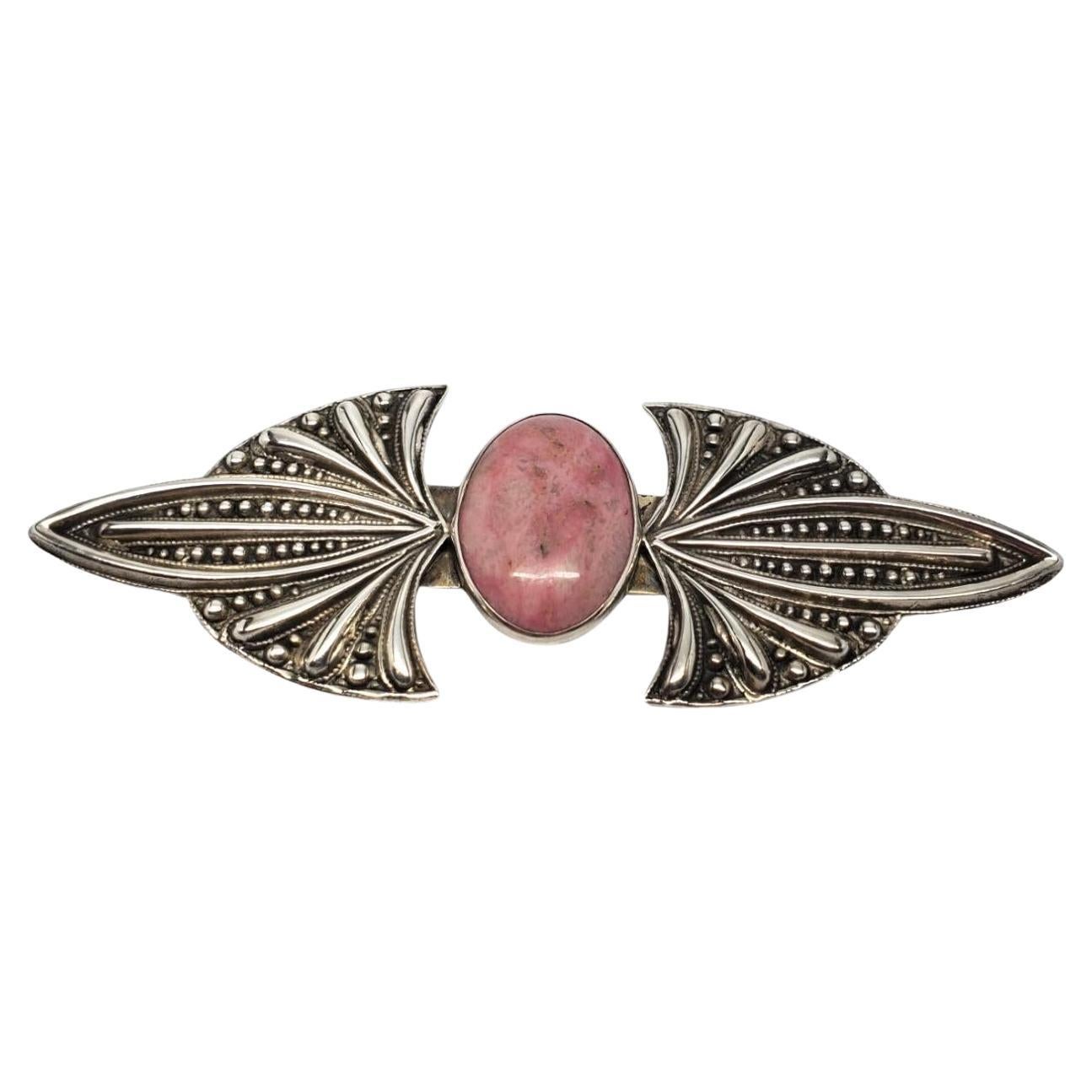 TULLA BOOTH Sterling Silver Pink Stone Brooch #17553