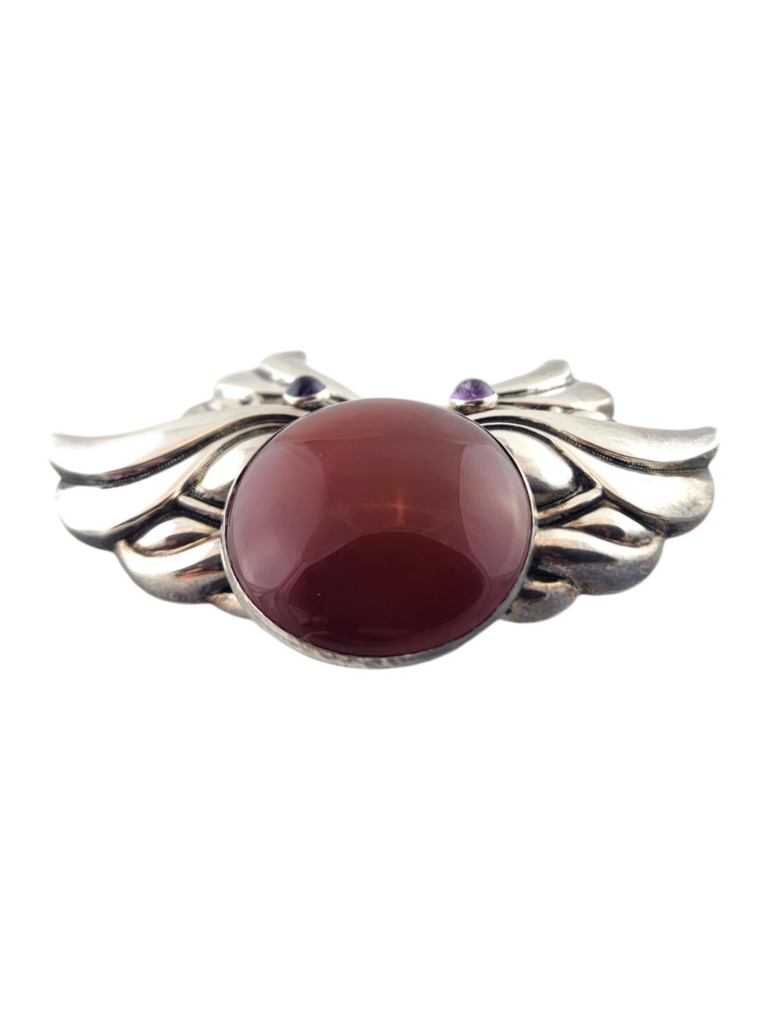 Tulla Booth Sterling Silver Red and Purple Cabochon Stone Brooch/Pin #18444 In Good Condition For Sale In Washington Depot, CT