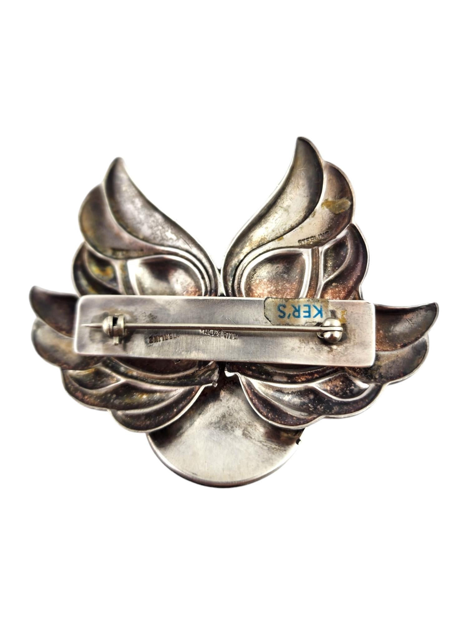 Tulla Booth Sterling Silver Red and Purple Cabochon Stone Brooch/Pin #18444 For Sale 1