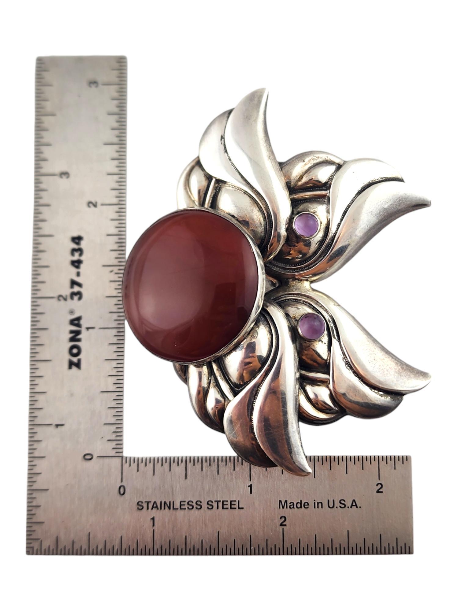 Tulla Booth Sterling Silber Rot und Lila Cabochon Stein Brosche/Pin #18444 im Angebot 4