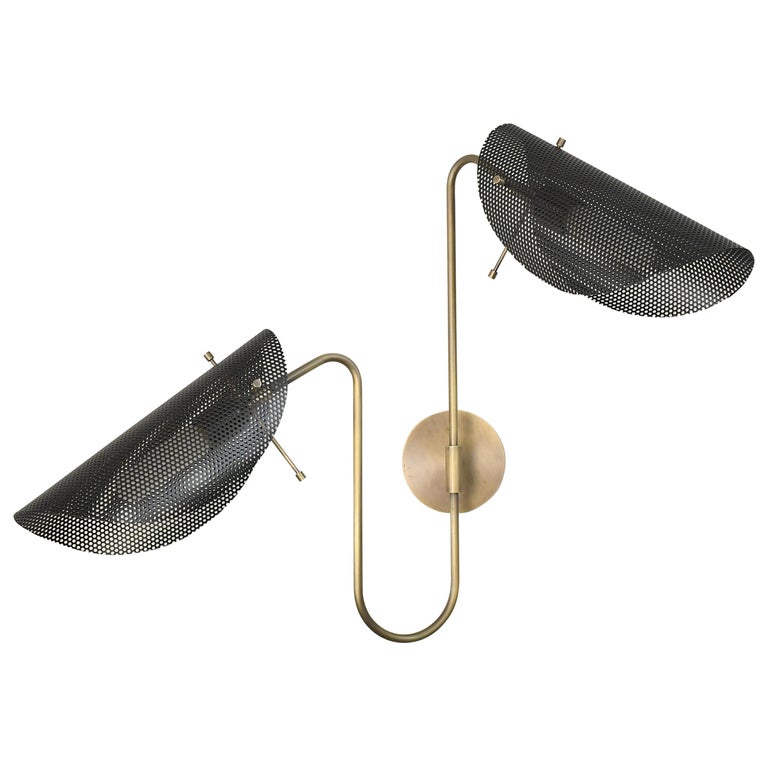 Tulle 2 Wall Lamp in Brass and Black Enamel Mesh by Blueprint Lighting, 2019 For Sale