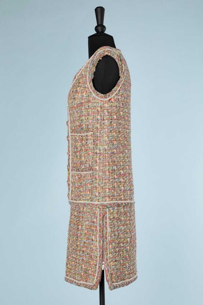 Tulle and lurex tweed dress with jewellery button Chanel For Sale at 1stDibs | brown tweed dress, evening dress jewellery, black tweed dress gold buttons Tulle and lurex tweed dress with jewellery button Chanel For Sale at 1stDibs | brown tweed dress, evening dress jewellery, black tweed dress gold buttons