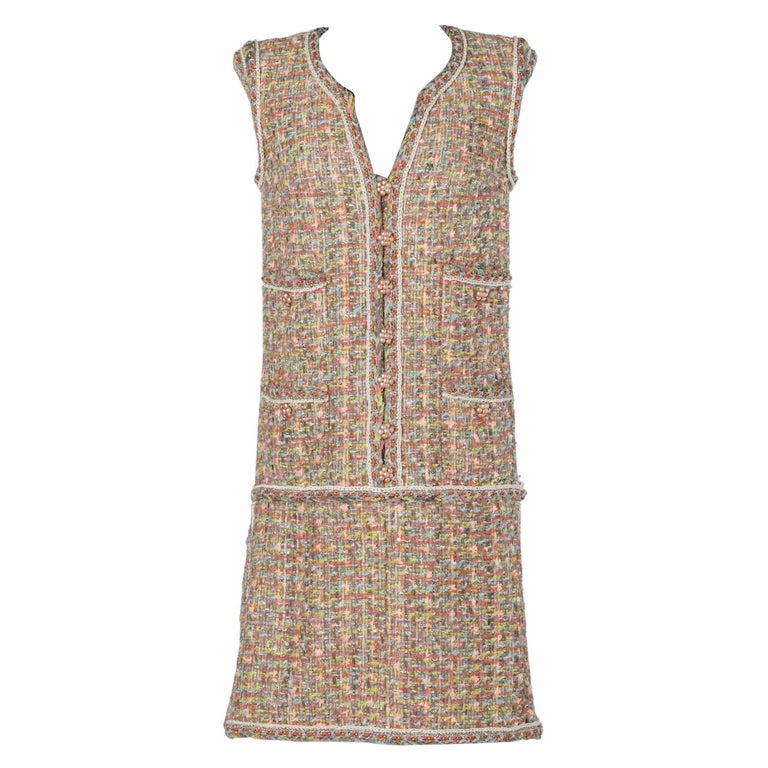 tweed dress gold buttons Ava Presley 29806 Tweed Dress with Ruffle Hem & Buttons main image 0