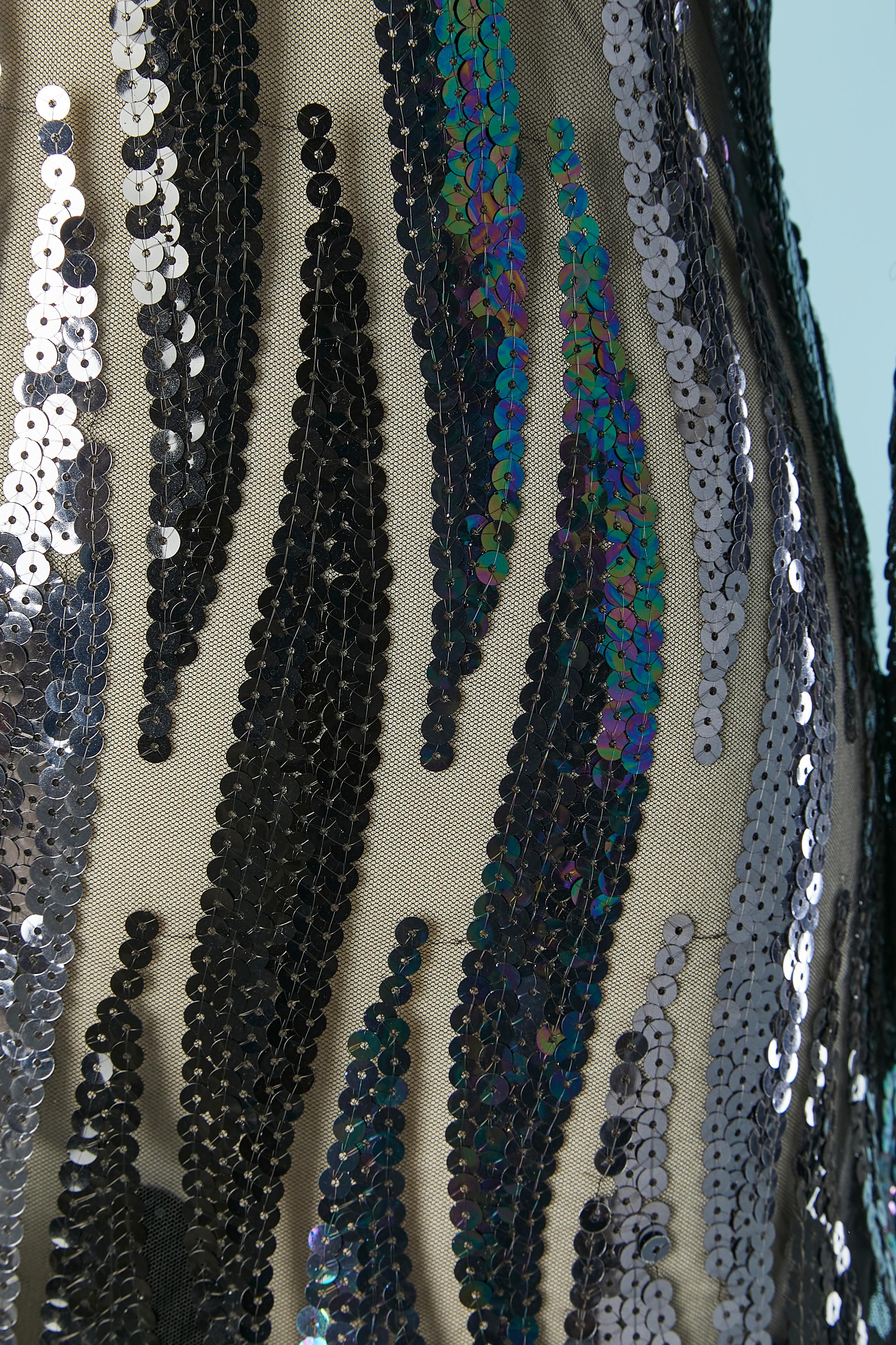 Black Tulle and sequin cocktail dress Circa 1980's For Sale