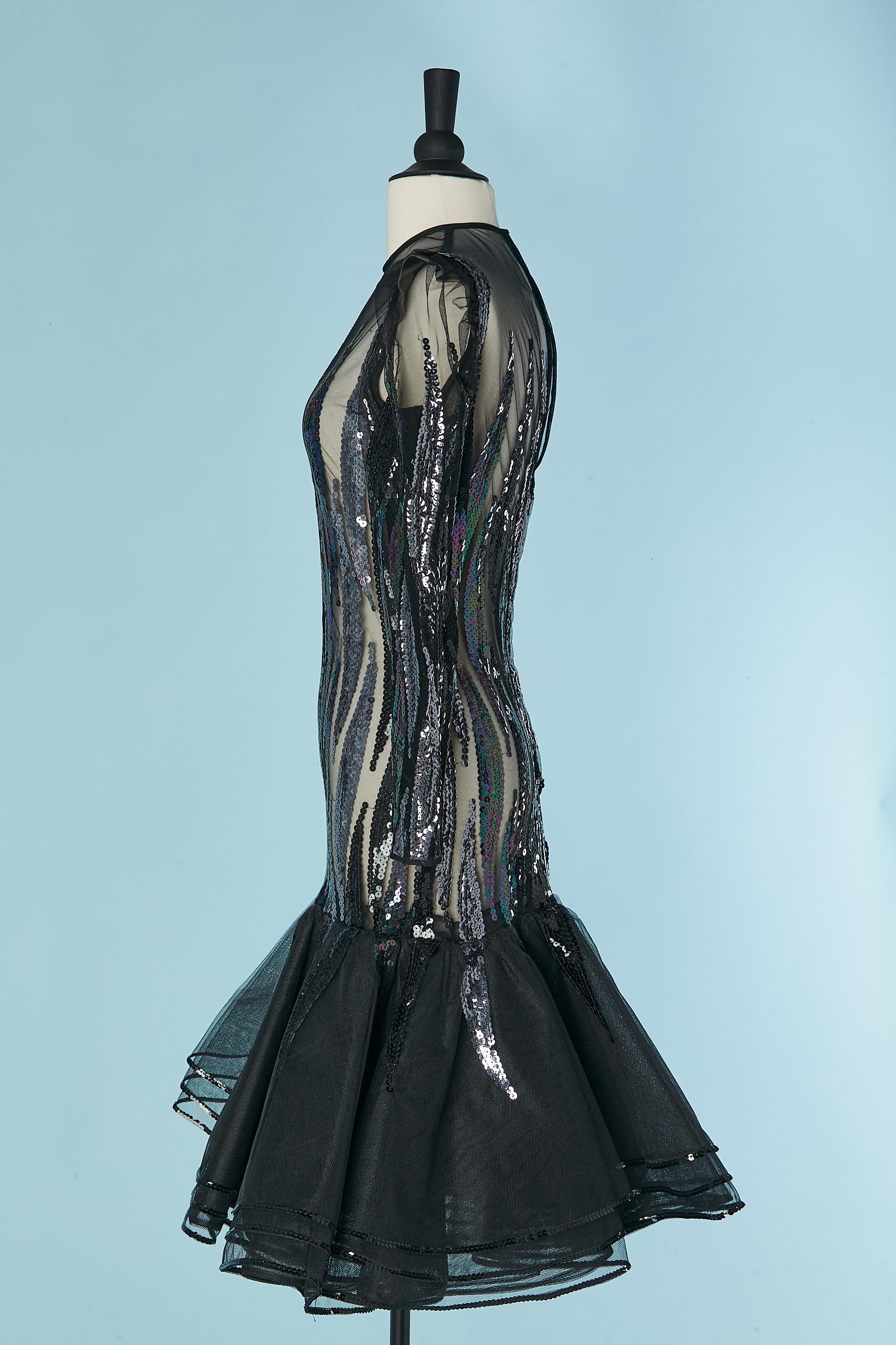 Tulle and sequin cocktail dress Circa 1980's For Sale 1