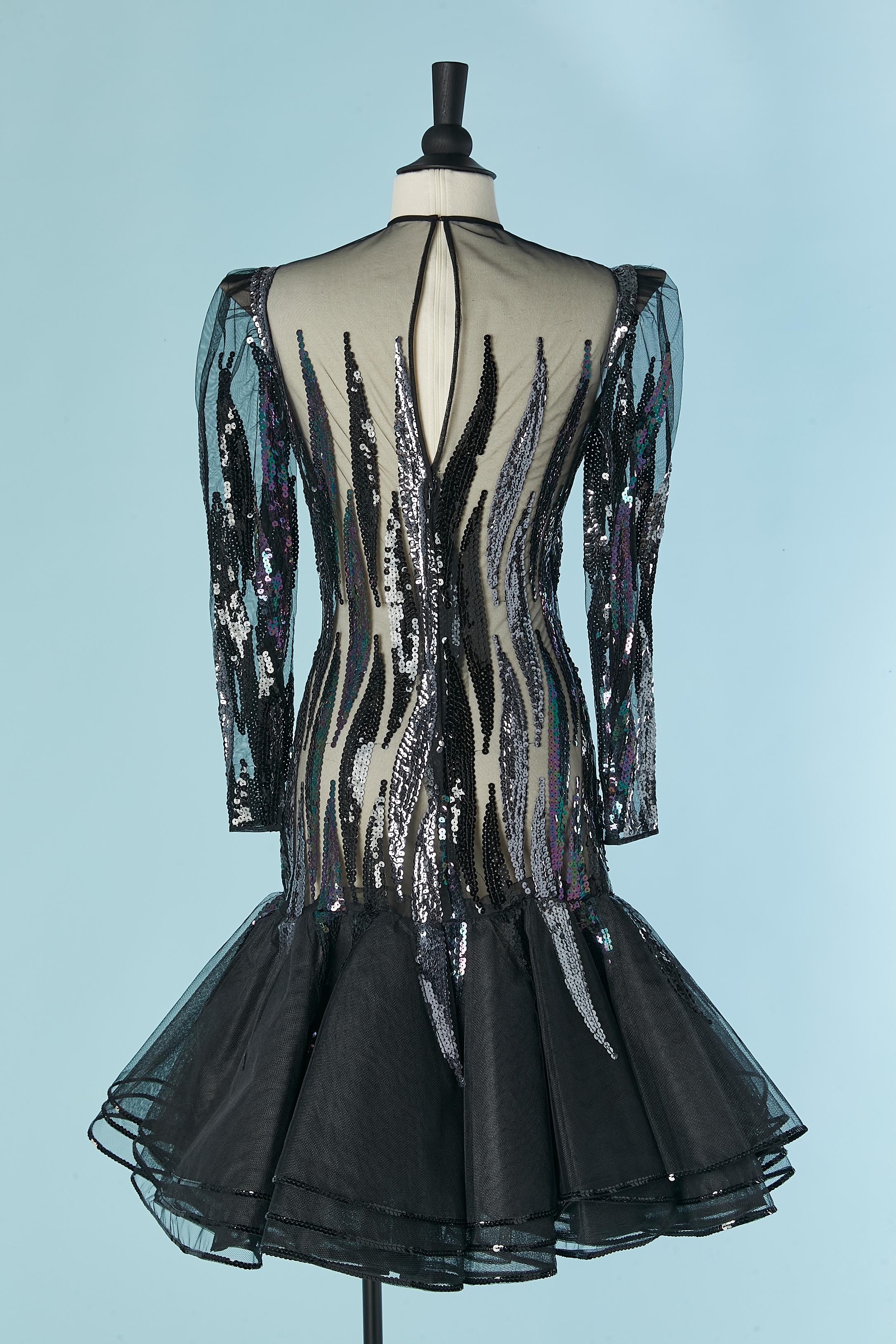 Tulle and sequin cocktail dress Circa 1980's For Sale 2