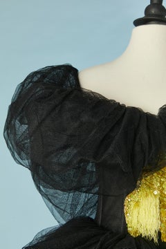 Tulle evening dress with yellow embroideries Alexander McQueen FW 2022/23 NEW