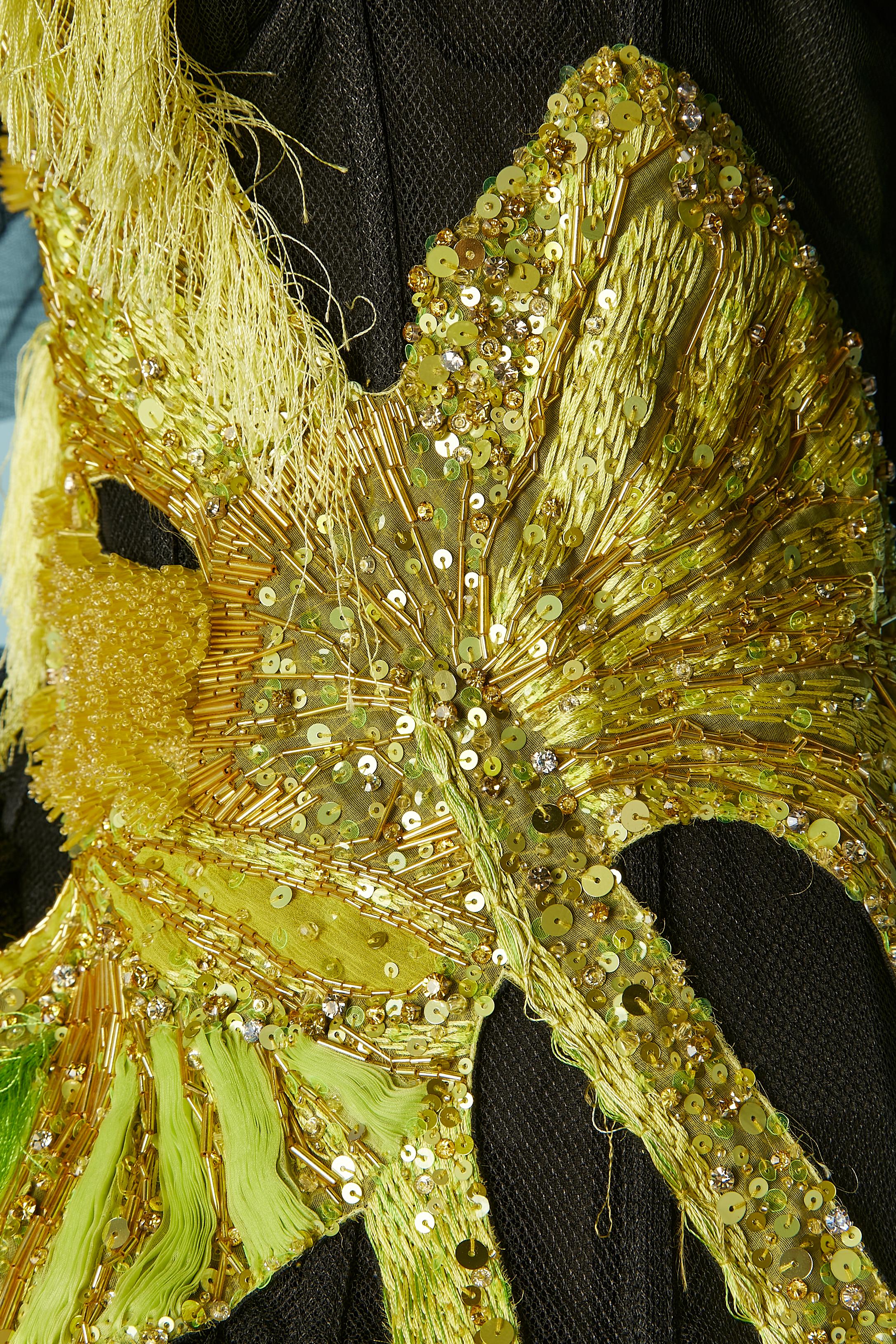 Abito da sera in tulle con ricami gialli Alexander McQueen FW 2022/23 NUOVO in vendita 1