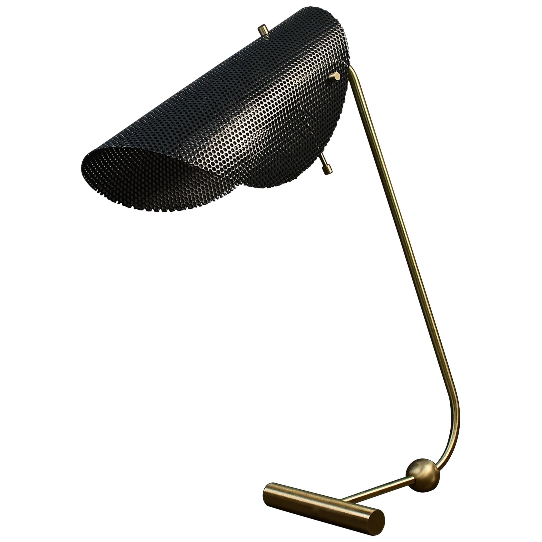 Tulle Table or Desk Lamp in Brass and BlackEnamel Mesh, Blueprint Lighting, 2021