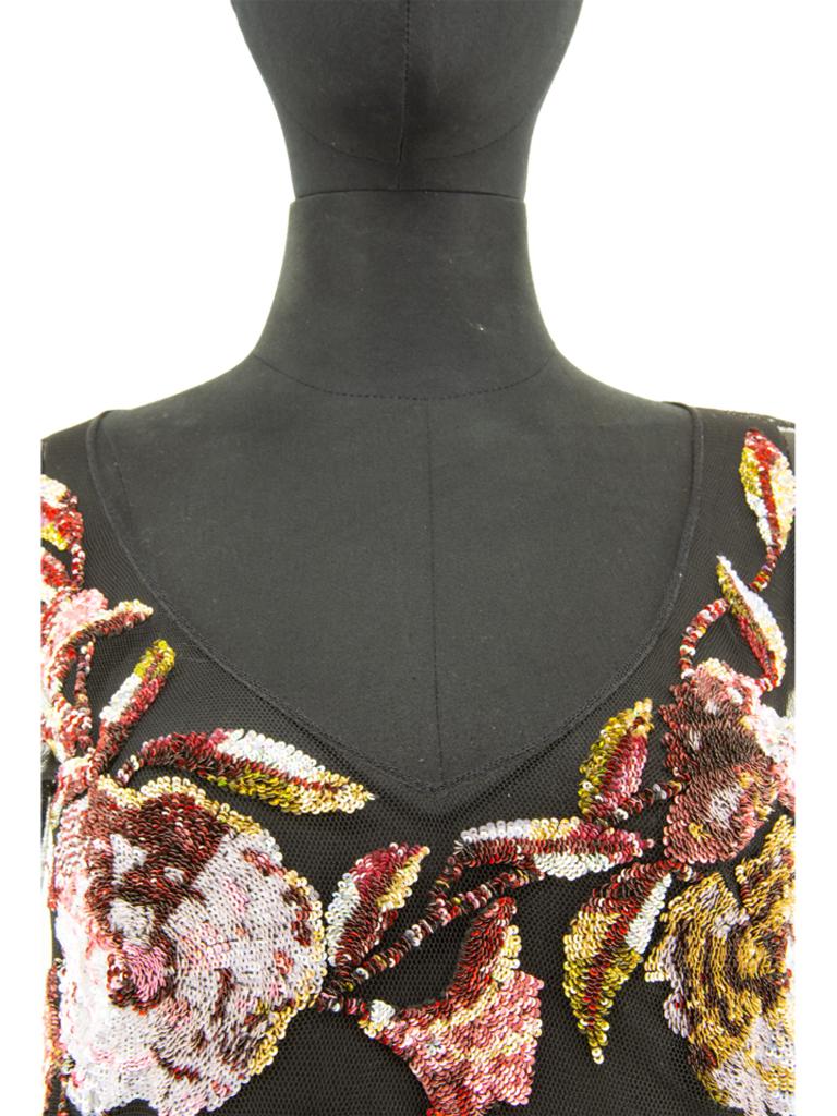 Tulle Top with Sequin Floral Embroidery For Sale 2