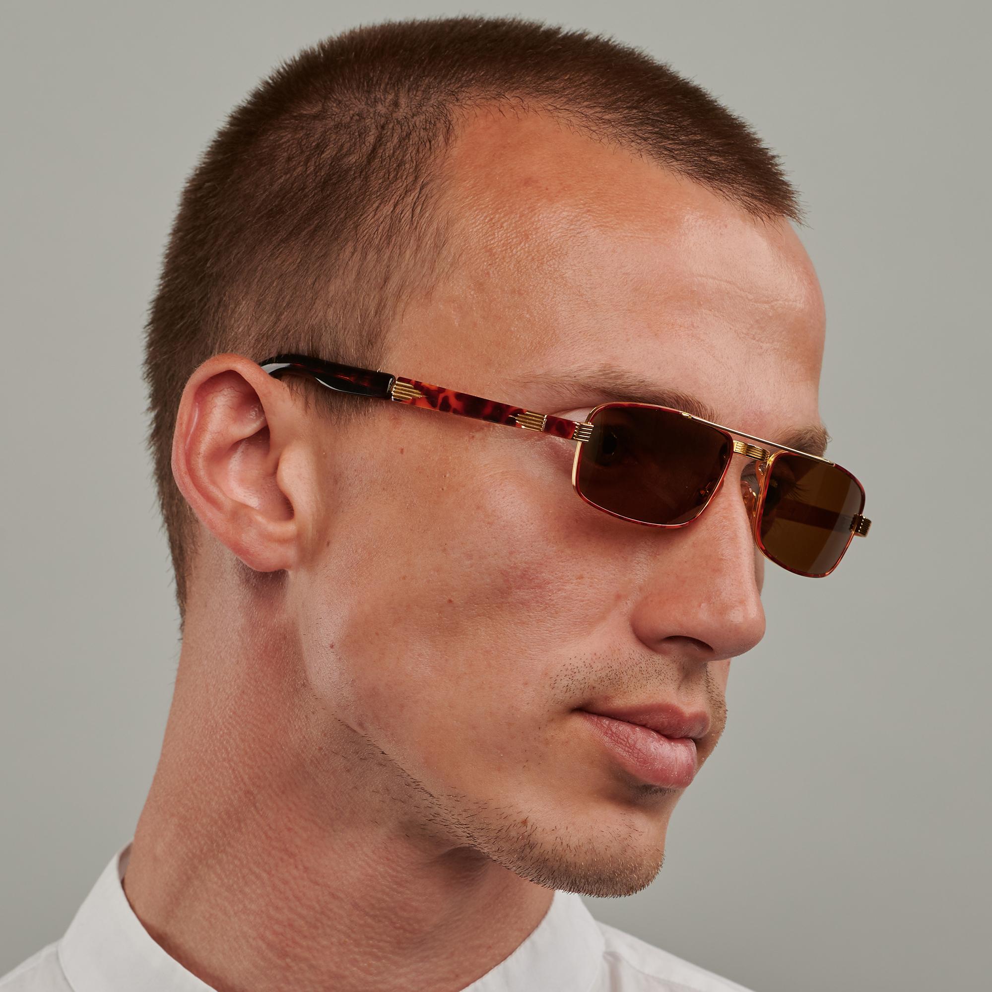 Brown Tullio Abbate Aviator Sunglasses For Sale