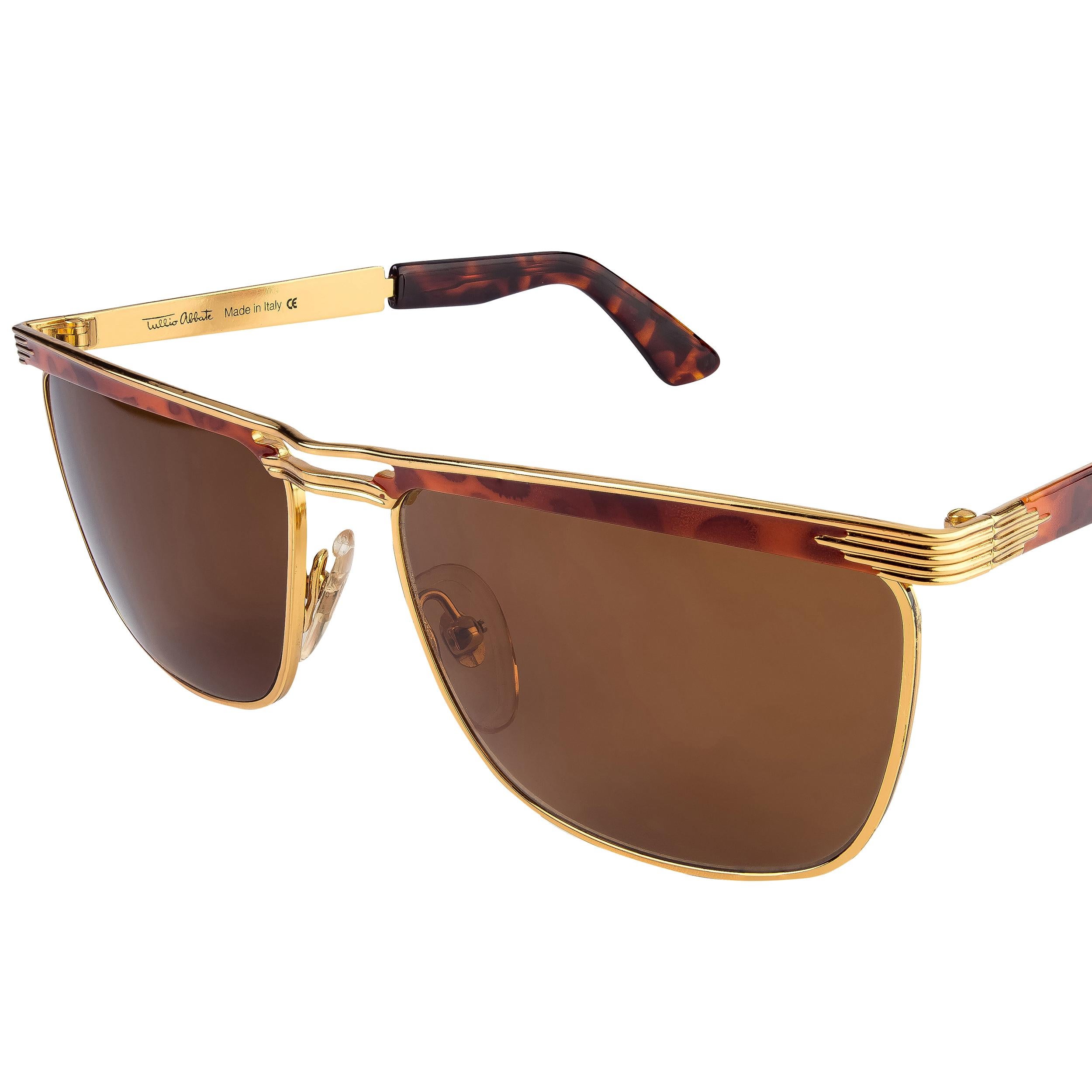 Tullio Abbate Gold Square Sunglasses  In New Condition For Sale In Santa Clarita, CA