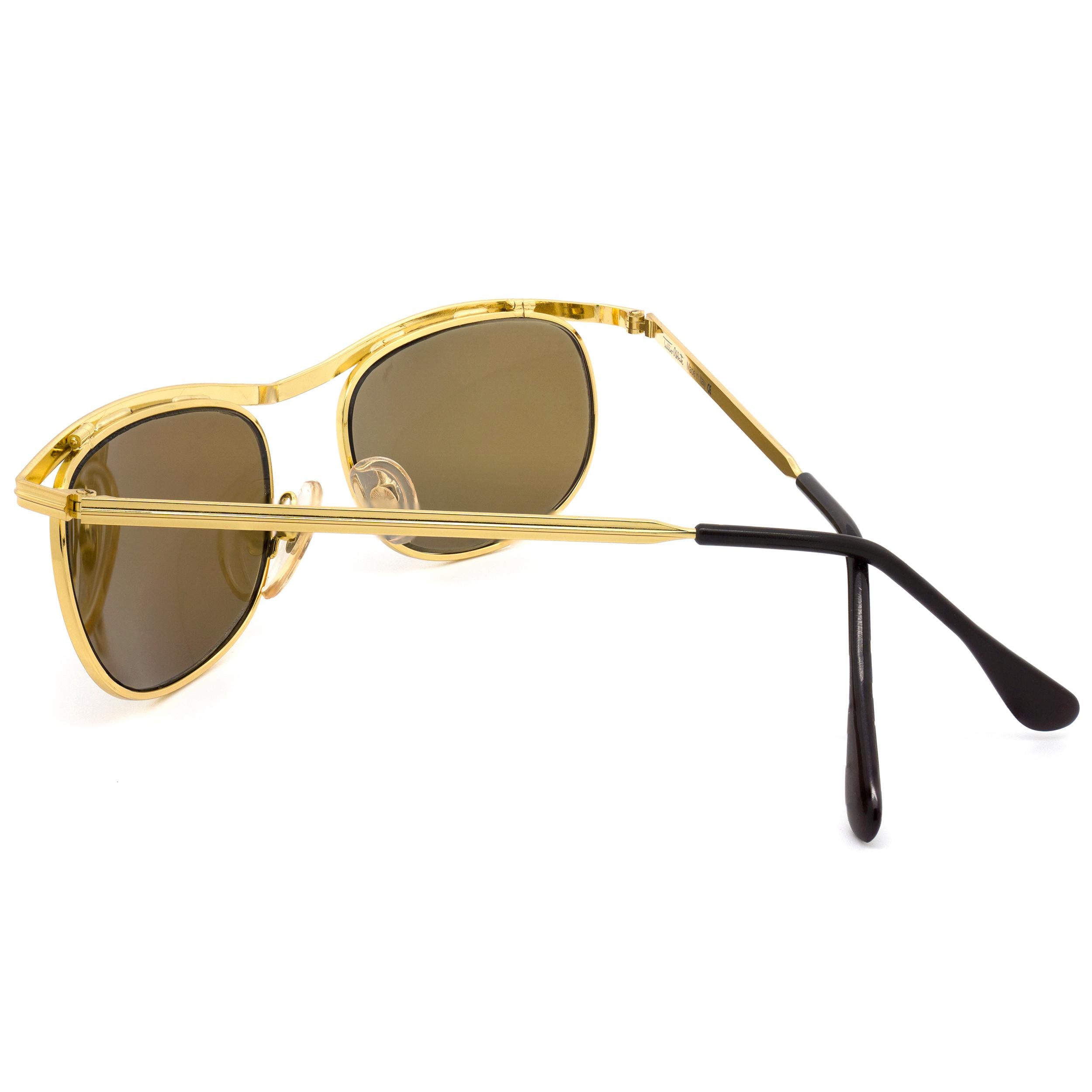 Brown Tullio Abbate gold sunglasses 80s For Sale