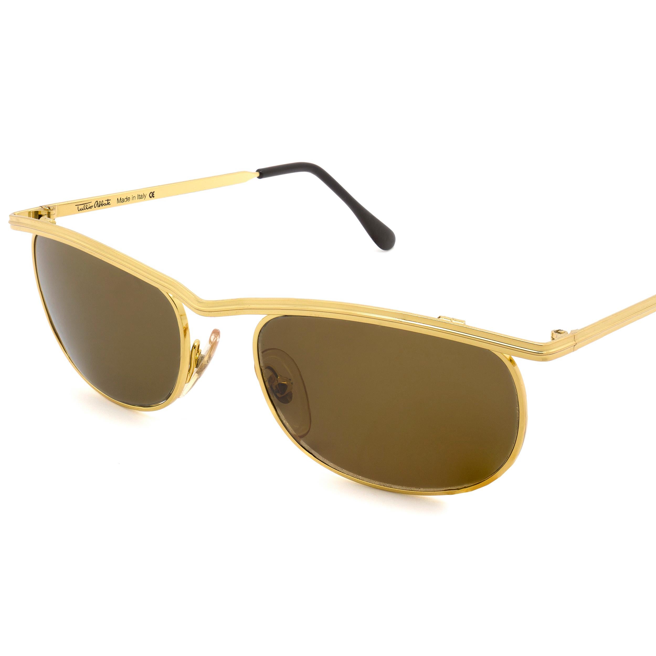 Tullio Abbate Gold-Sonnenbrille 80er Jahre (Braun) im Angebot