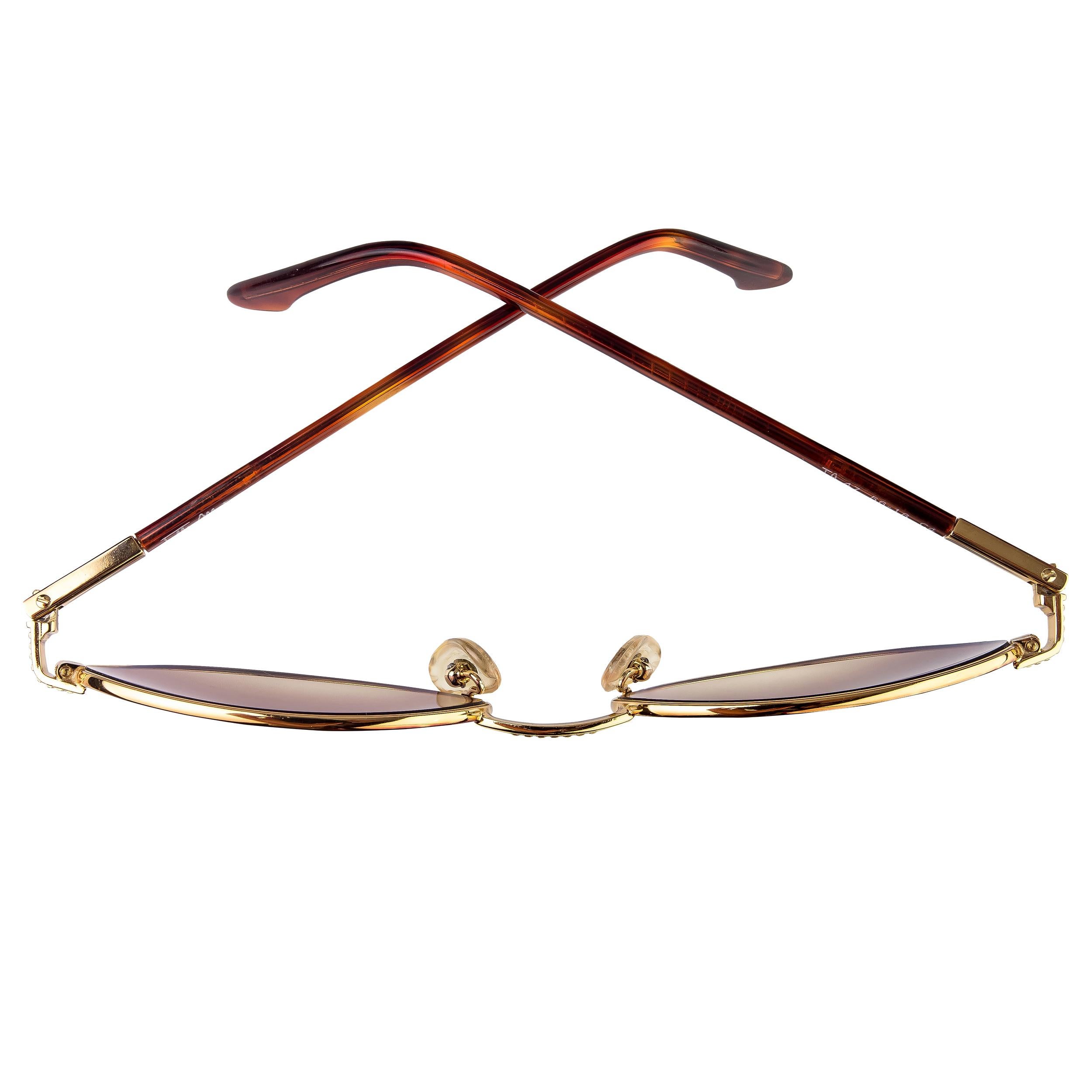 Tullio Abbate runde Vintage-Sonnenbrille (Braun) im Angebot