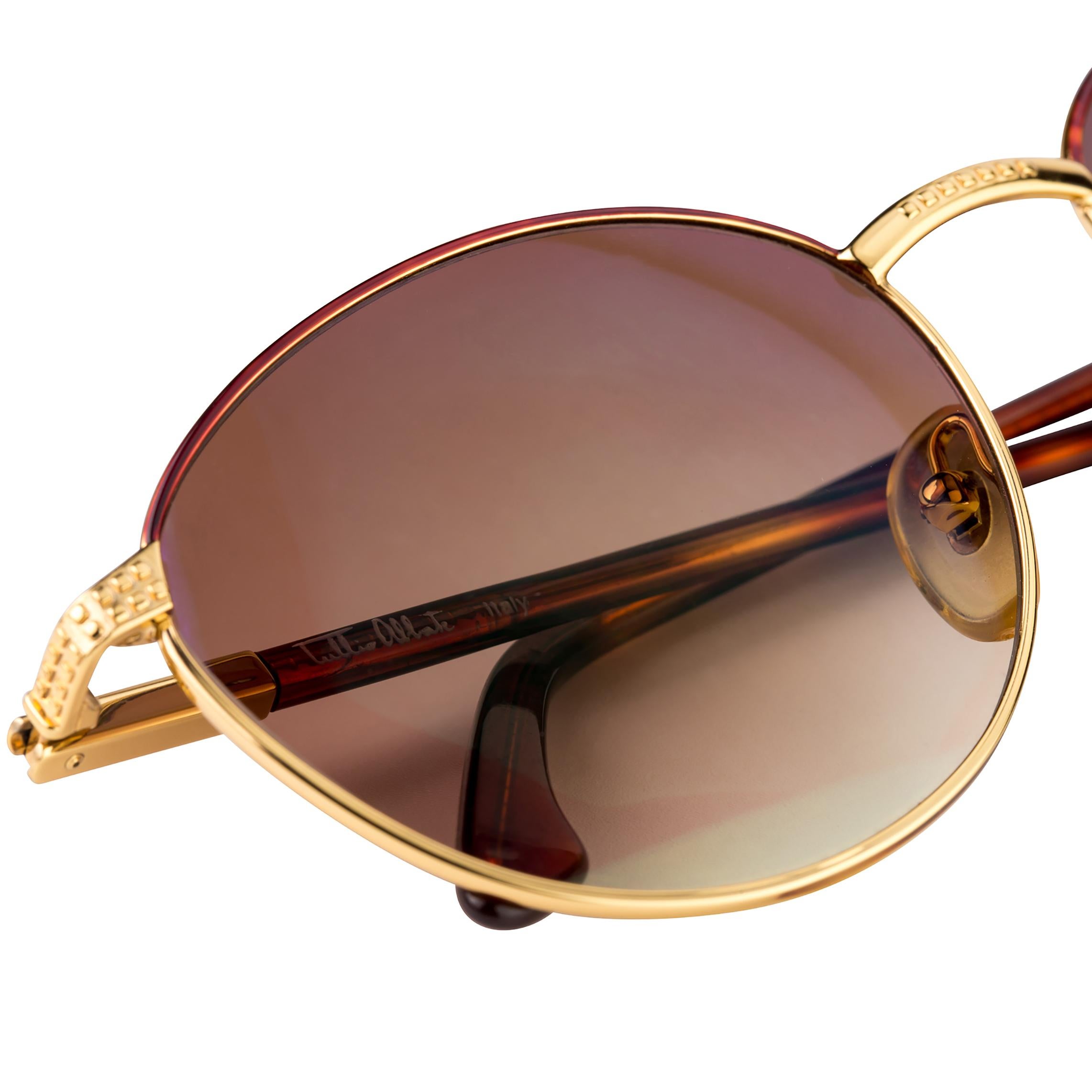 Brown Tullio Abbate round vintage sunglasses For Sale