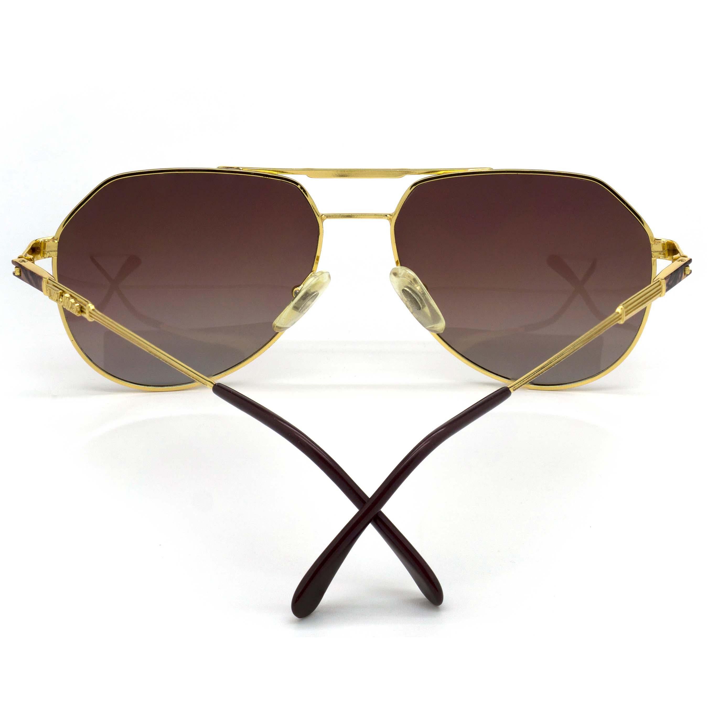Tullio Abbate Vintage-Flieger-Sonnenbrille  (Braun) im Angebot