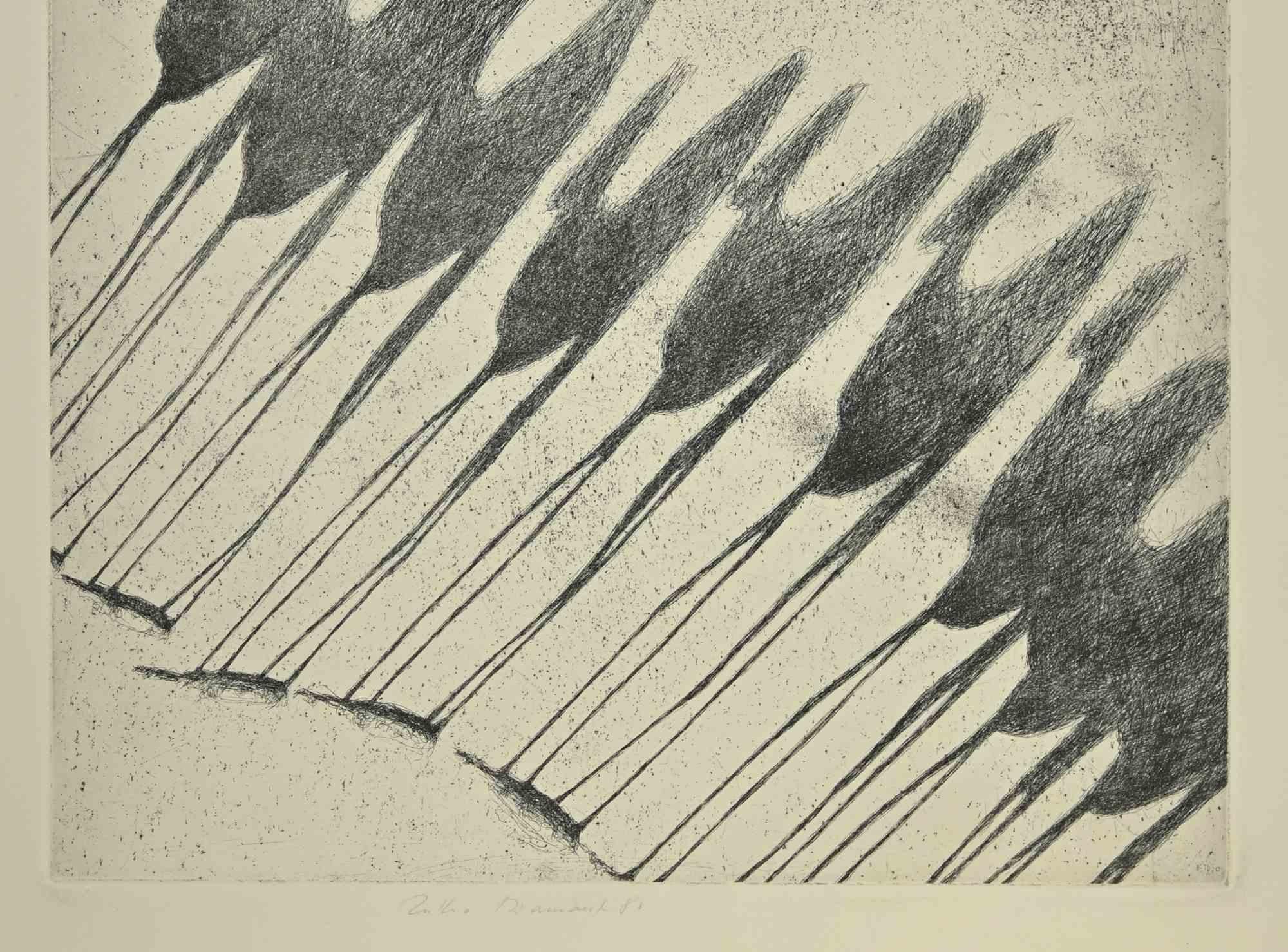 Ombra di cammelli - Acquaforte di Tullio Diamanti - 1980 in vendita 1