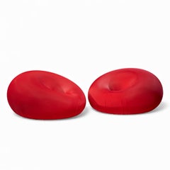Tullio Eugenio Regge for Gufram SRL Italian Red Detecma Chairs - Pair