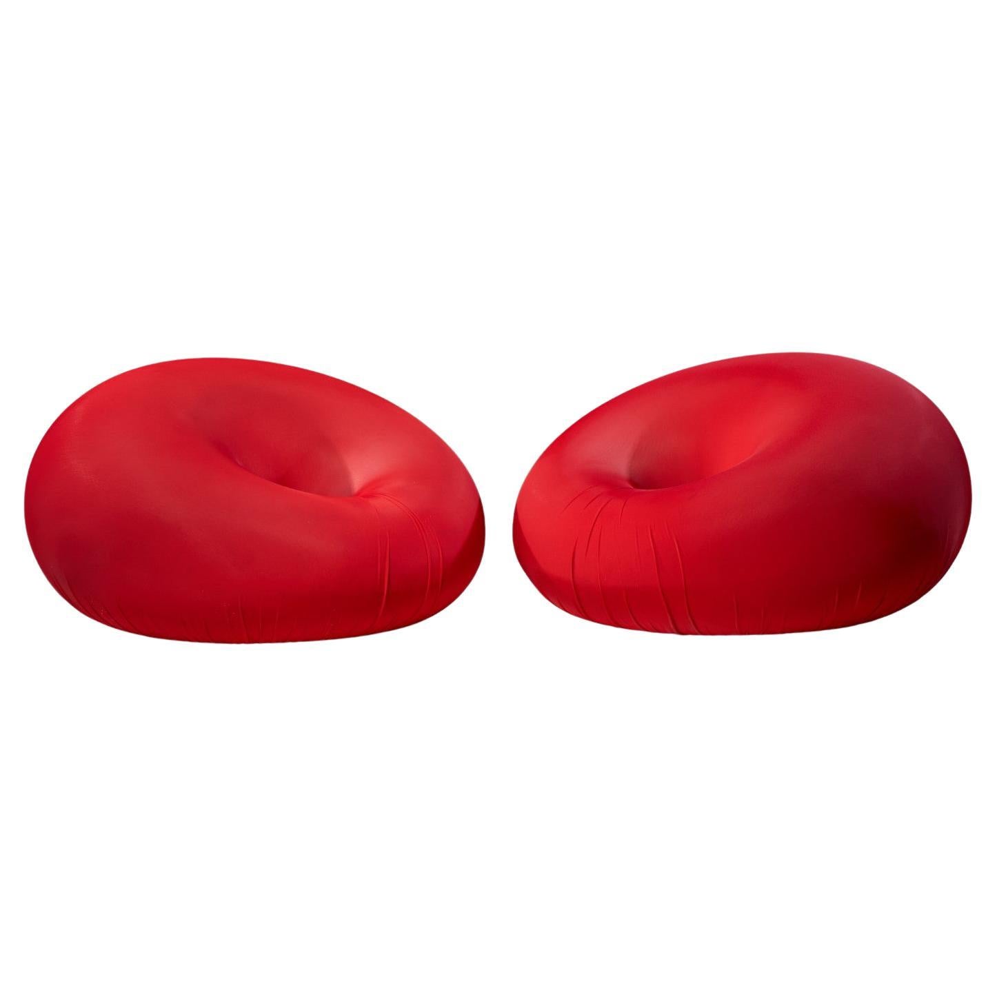 Tullio Eugenio Regge for Gufram SRL Italian Red Detecma Chairs - Pair For Sale