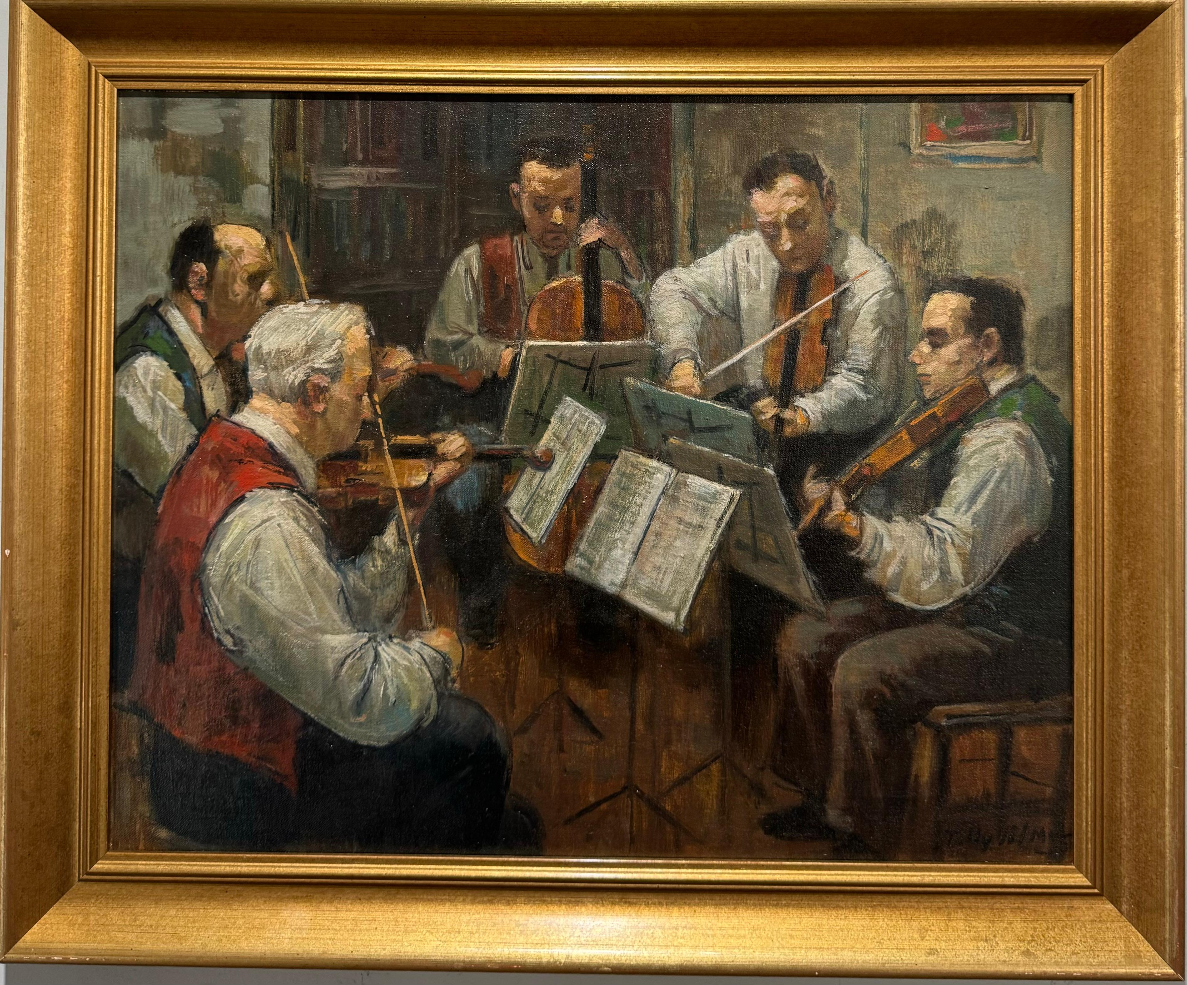 Cuarteto de la Orquesta Modernista Judío Americana Nueva York Pintura al óleo - Painting de Tully Filmus