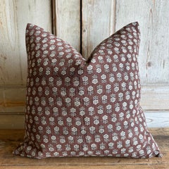 Tulsi Saffron Hand Blocked Pillow with Down Feather Insert