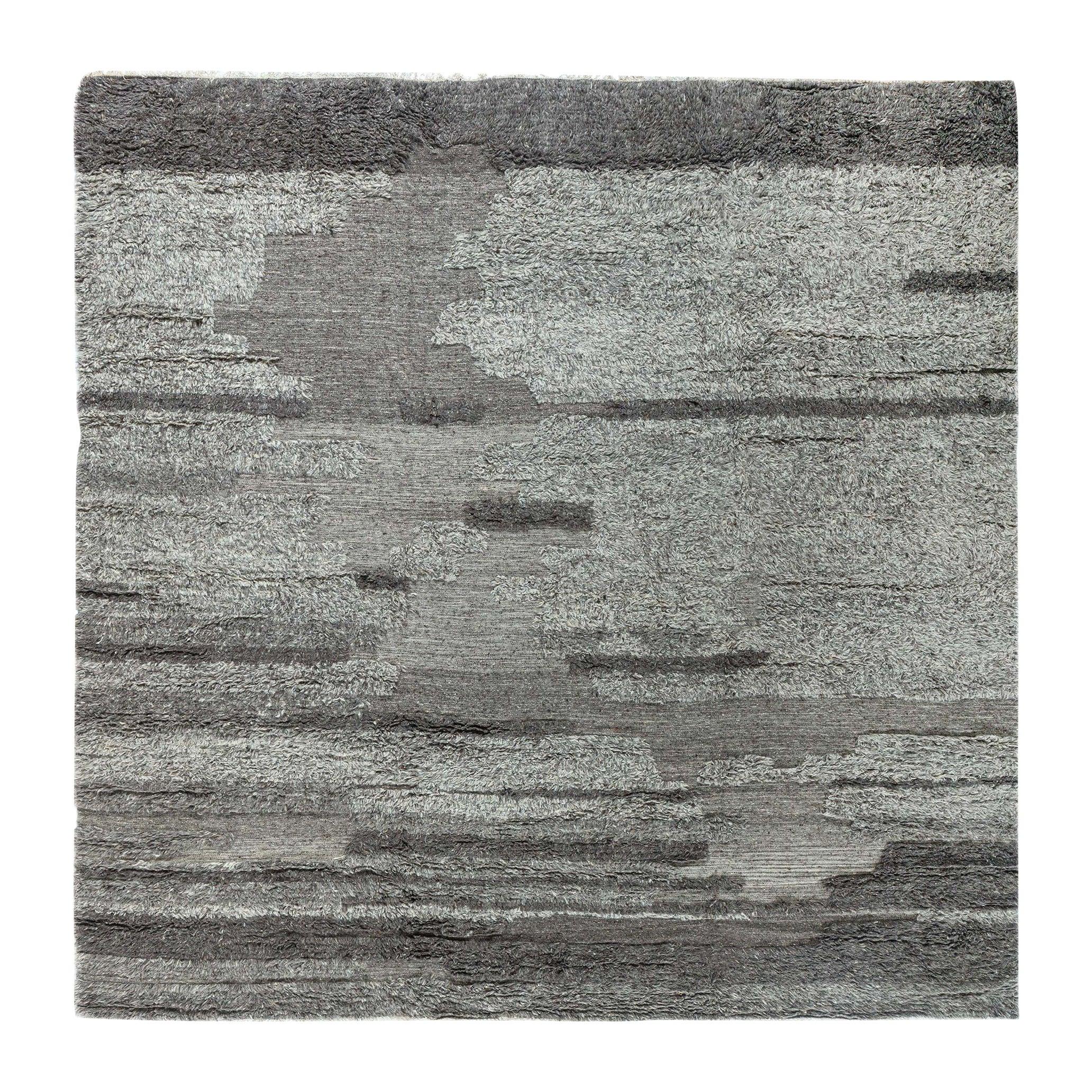 Tulu Nadu ‘Grey Strata’ Abstract Modern Wool Rug by Doris Leslie Blau For Sale
