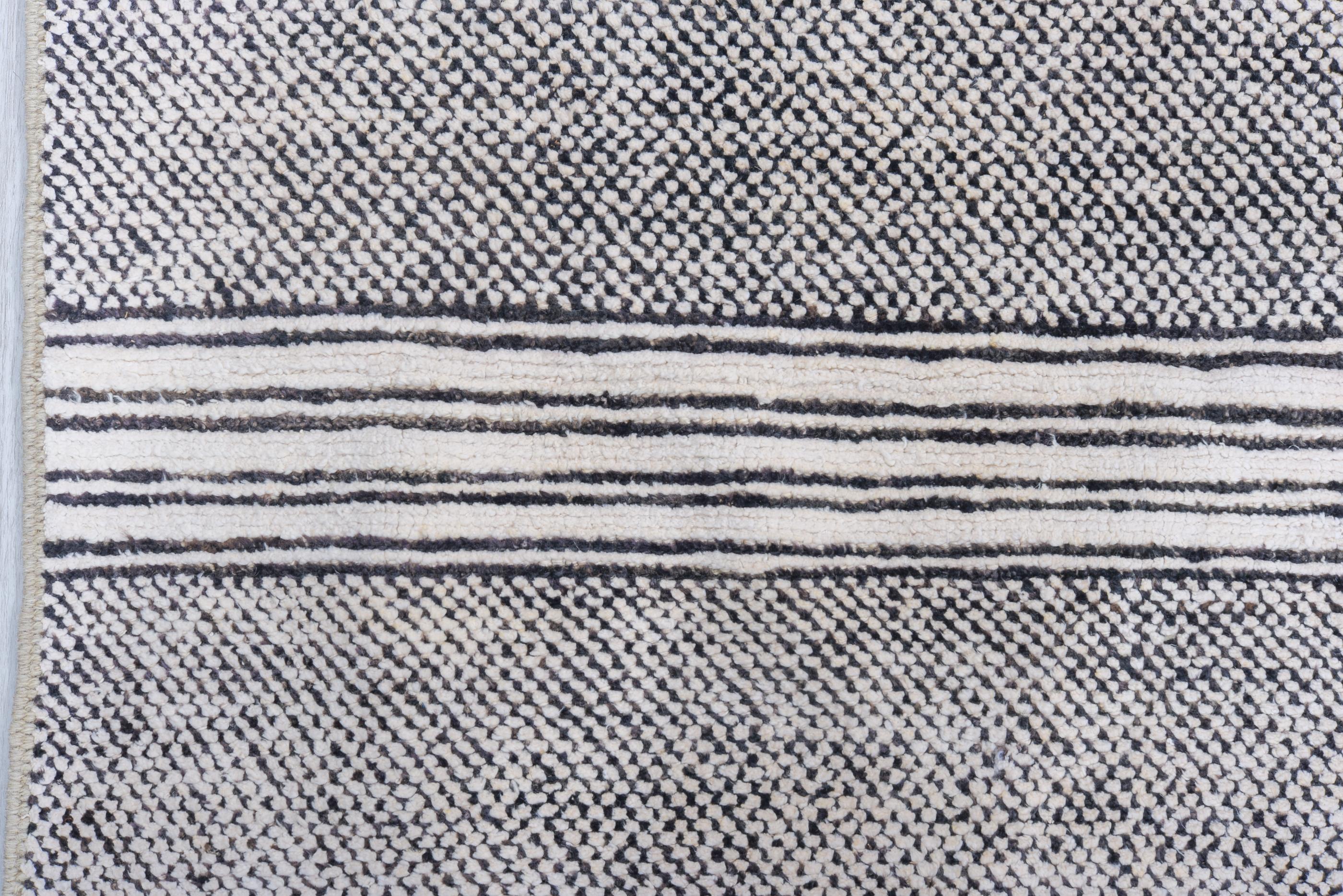 Tulu Rug Grey Multi Stripe Heather Hues In Excellent Condition For Sale In New York, NY