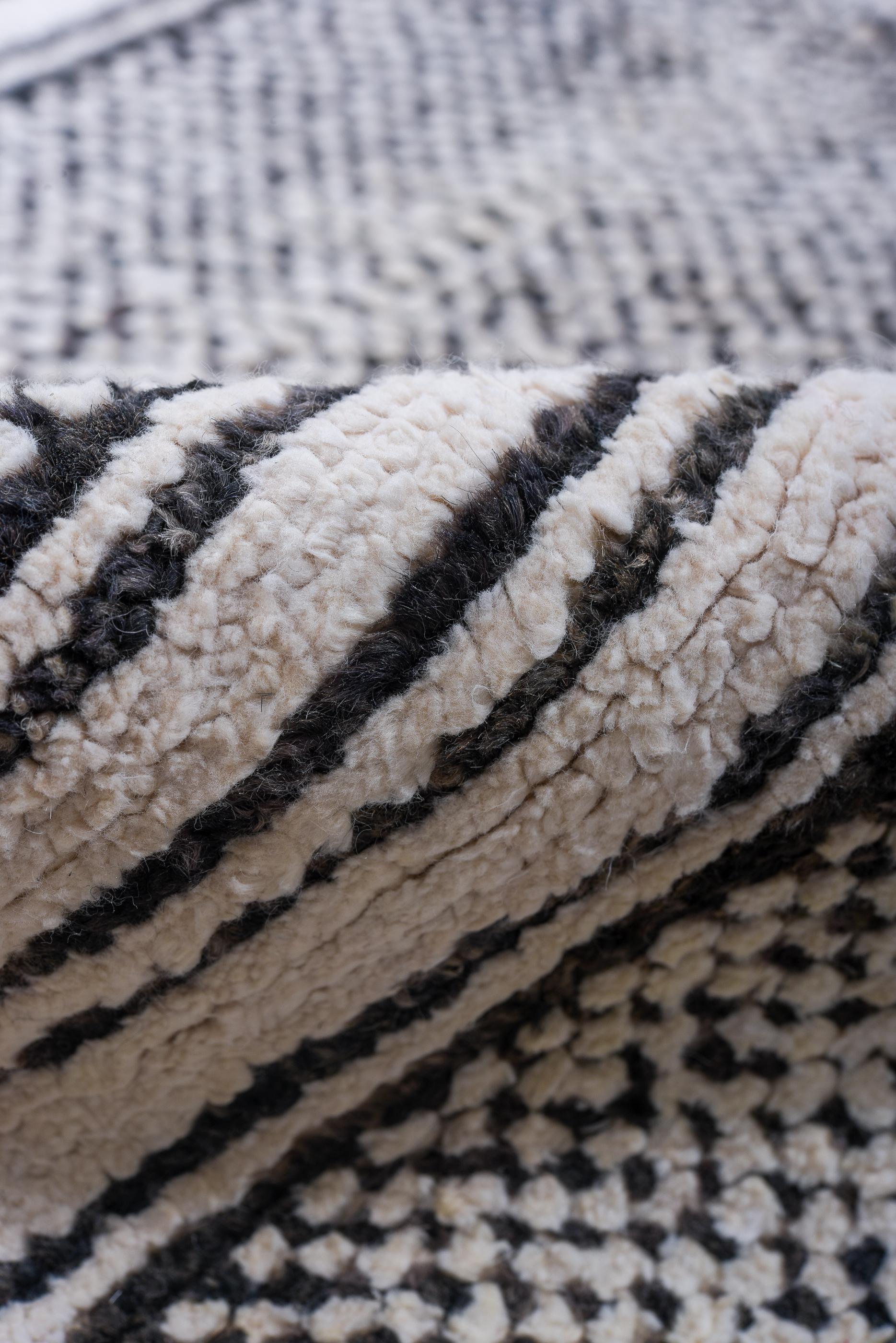 Wool Tulu Rug Grey Multi Stripe Heather Hues For Sale