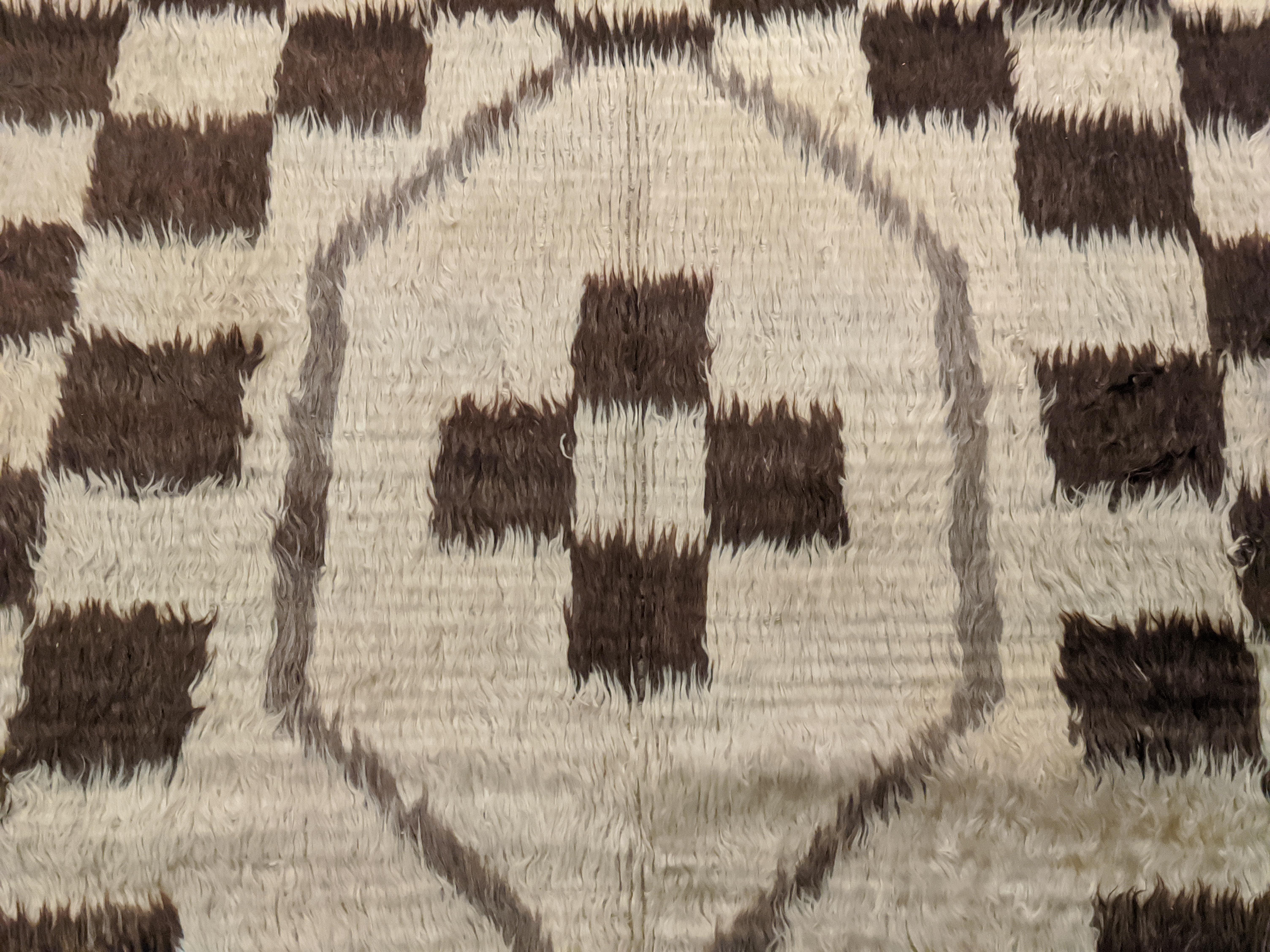 Hand-Knotted Tulu with Chequerboard Pattern For Sale