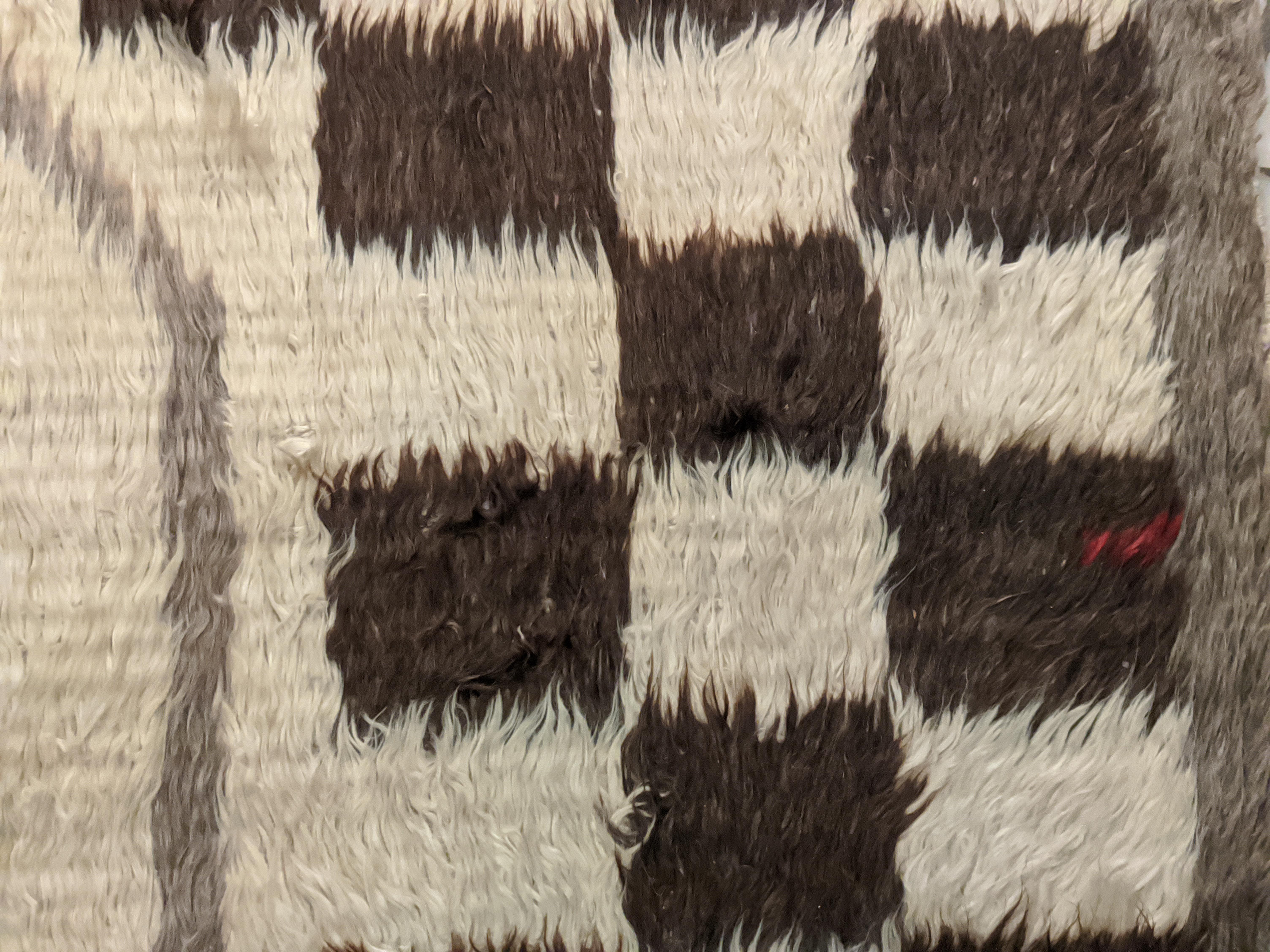 Wool Tulu with Chequerboard Pattern For Sale