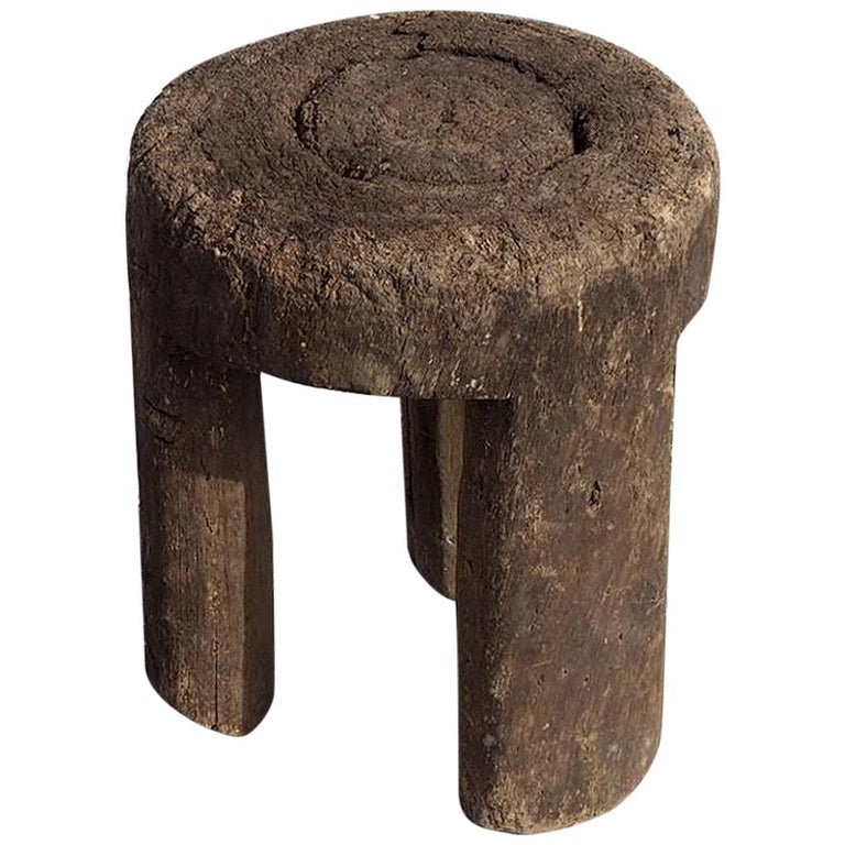 Tulum Antique 3 Legged Stool, 19th Century For Sale at 1stDibs