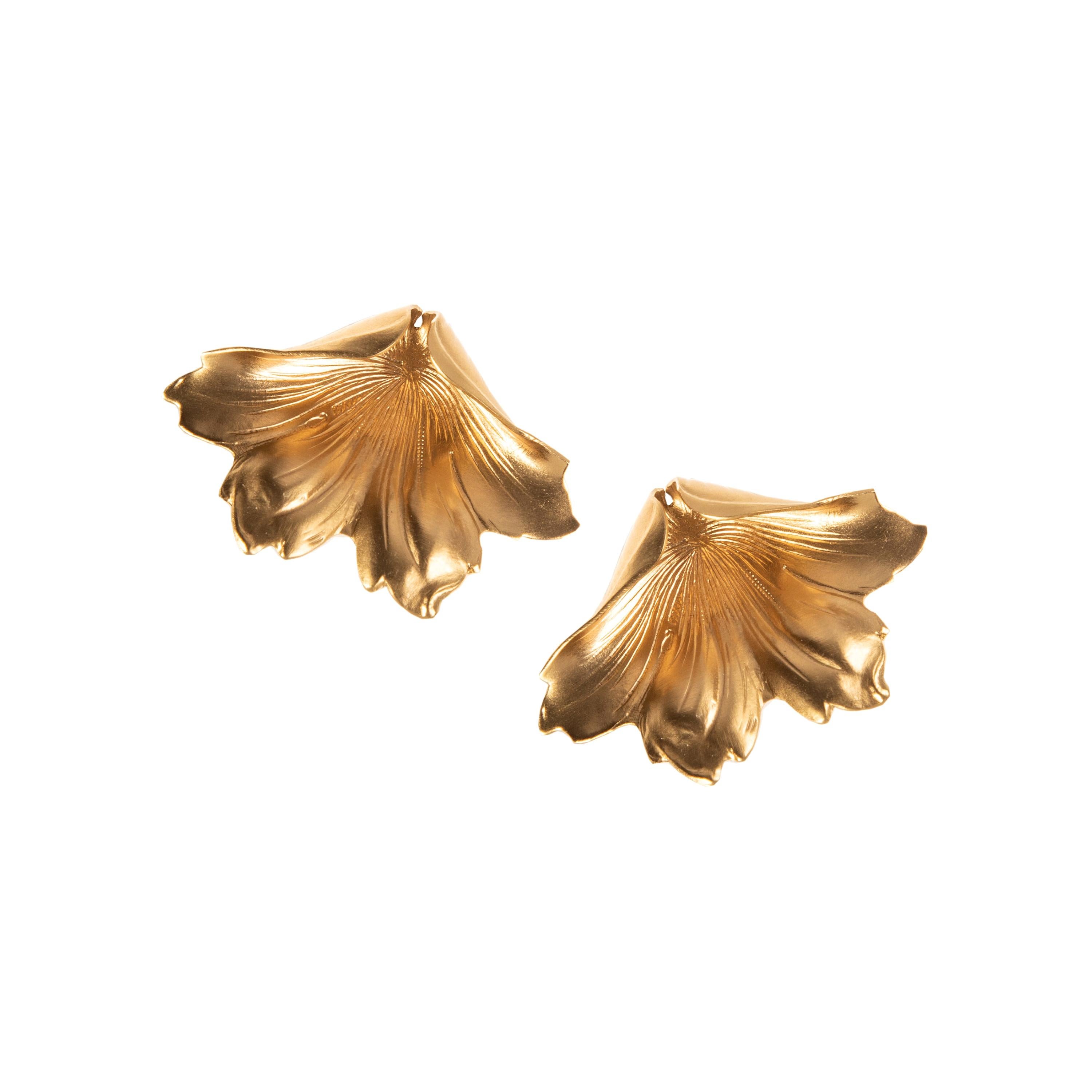 Tulum flower 24kt gold plated brass earrings