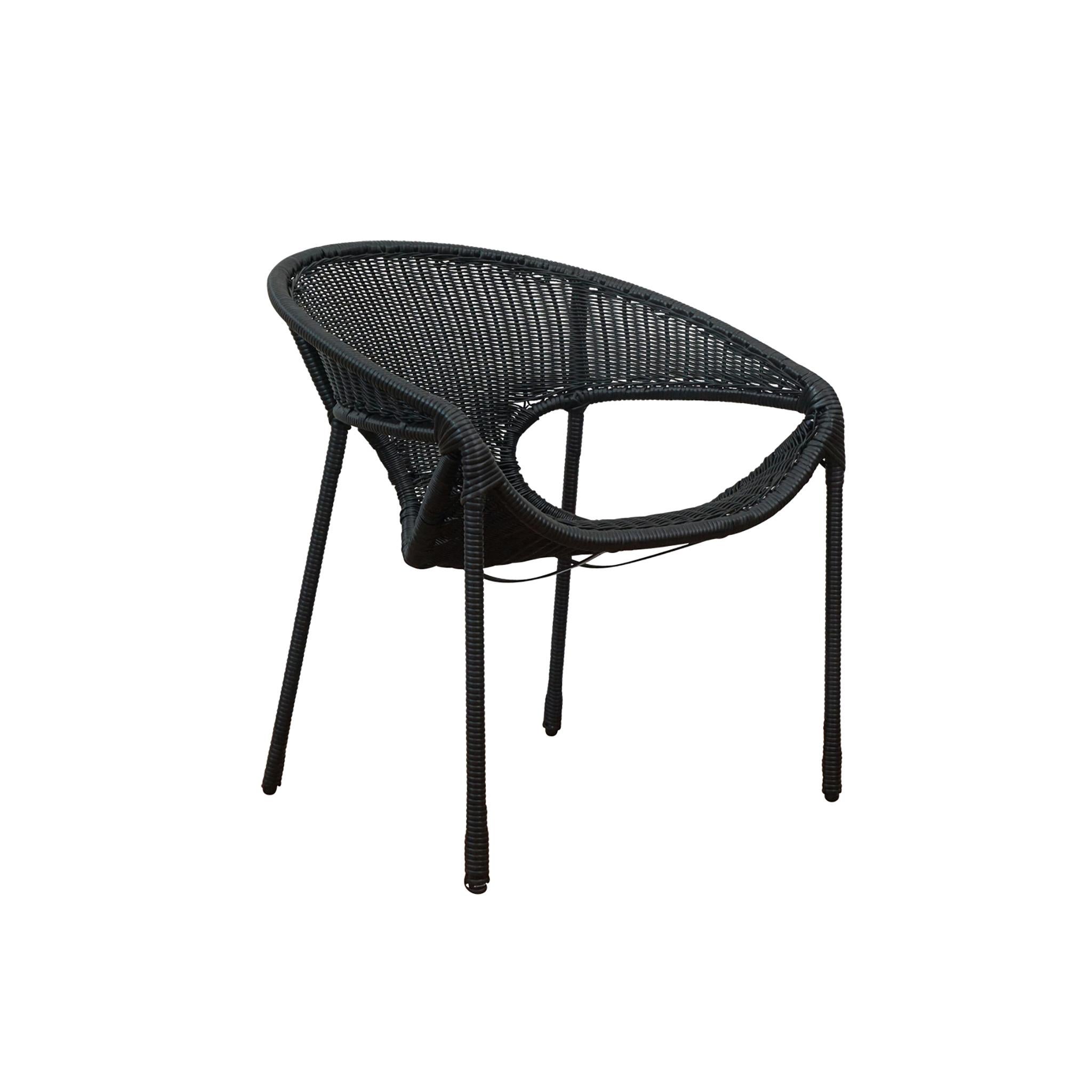 Machine-Made Tulum Outdoor Woven Dining Chair BLACK For Sale