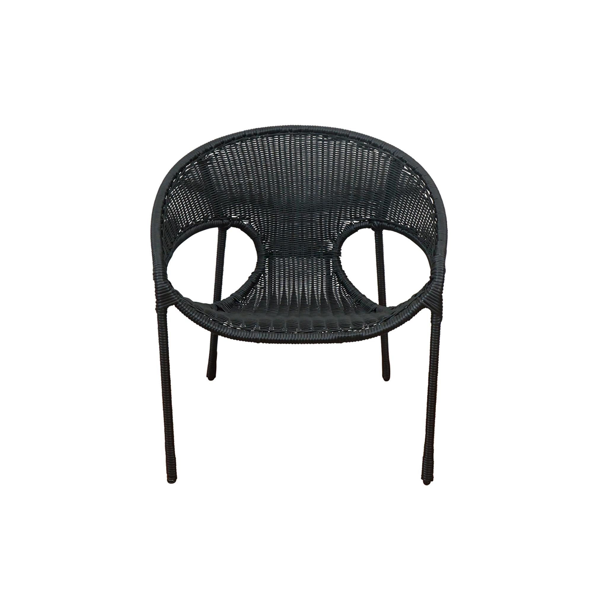 Tulum Outdoor Woven Dining Chair BLACK In New Condition For Sale In Hudson, NY