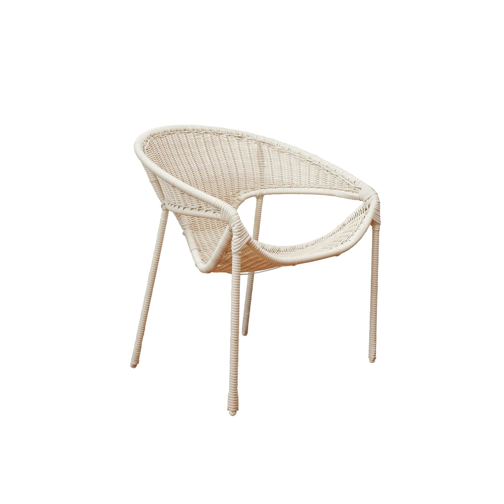 Contemporary Tulum Outdoor Woven Dining Chair WHITE For Sale