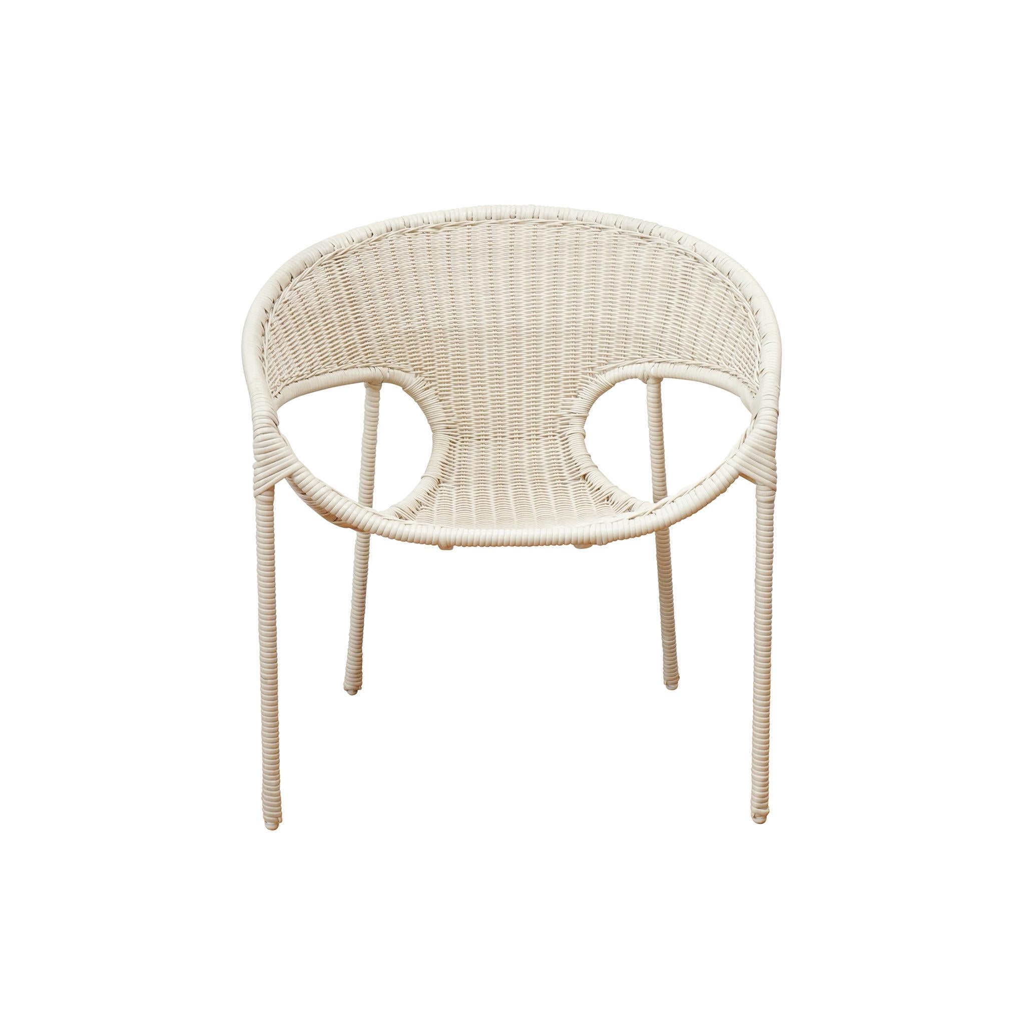 Silla de comedor tejida para exterior Tulum BLANCA Aluminio en venta