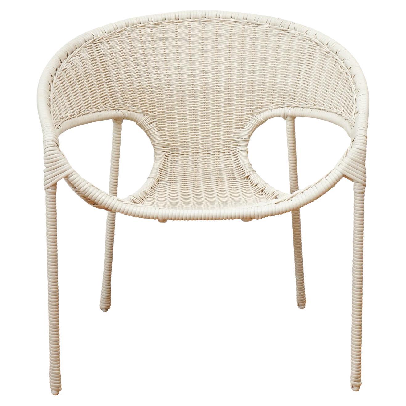 Tulum Outdoor Woven Dining Chair WHITE For Sale